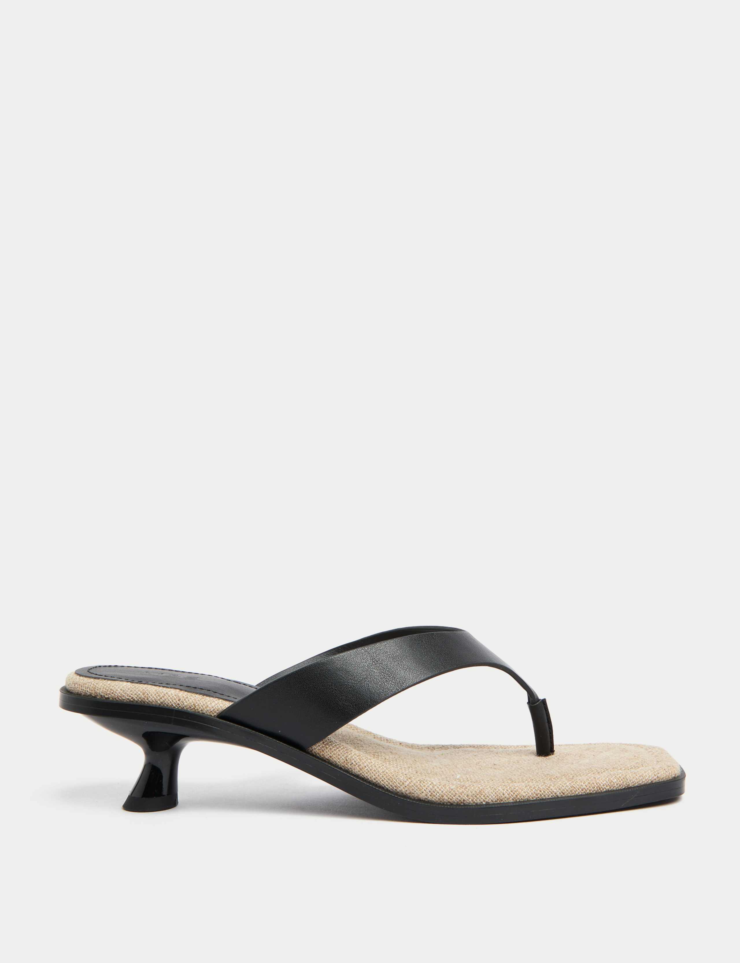 Toe Post Kitten Heel Square Toe Sandals