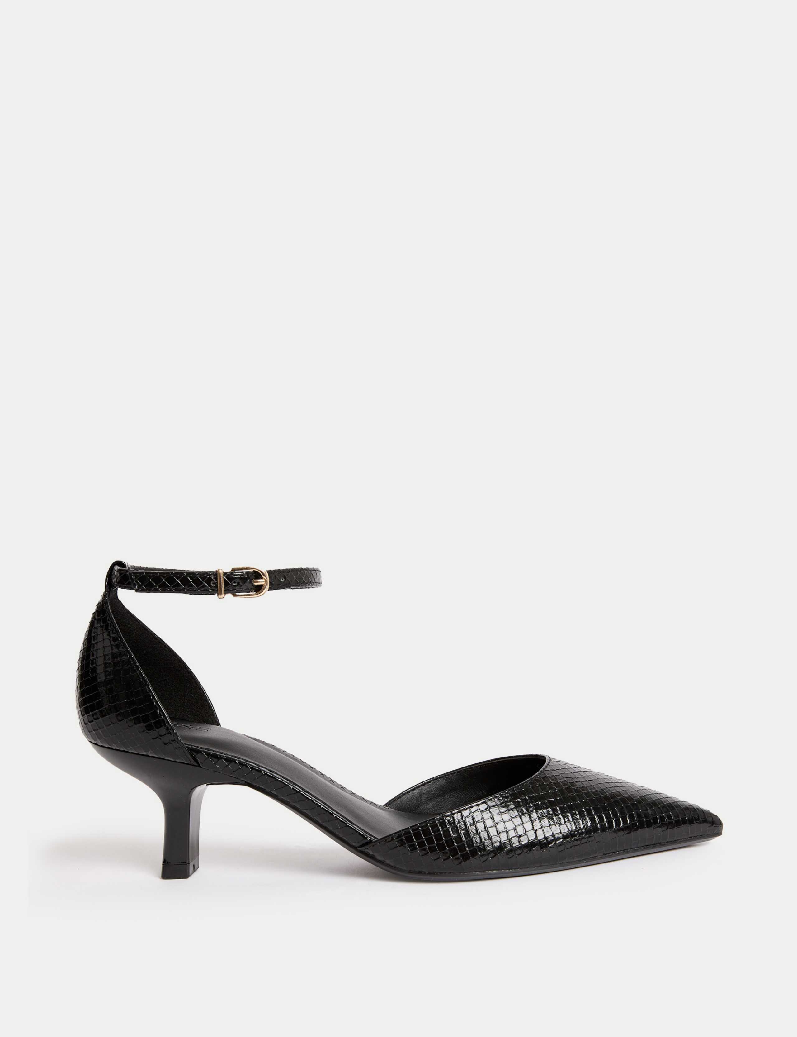 Ankle Strap Kitten Heel Pointed Court Shoes