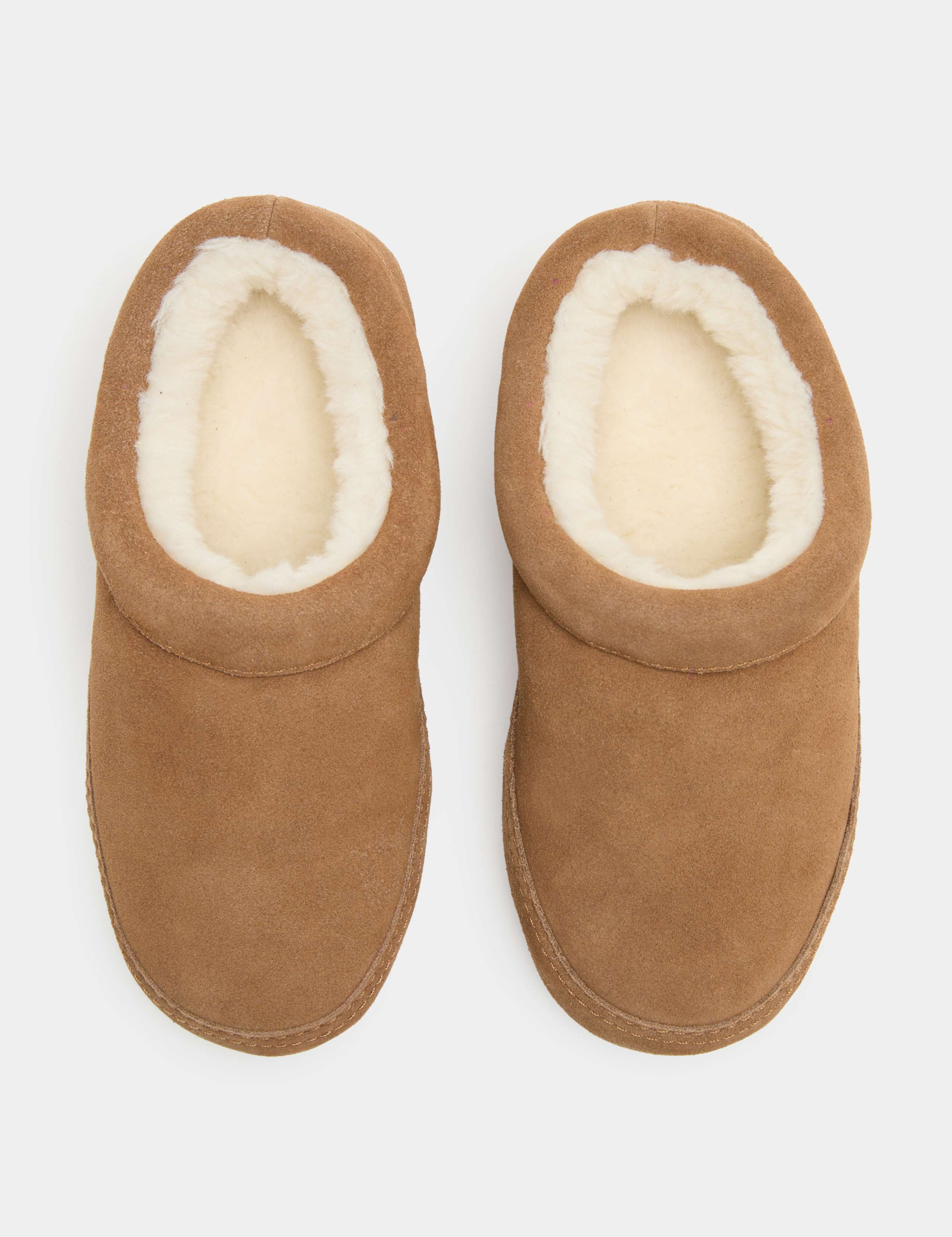 Suede Faux Fur Lined Mule Slippers