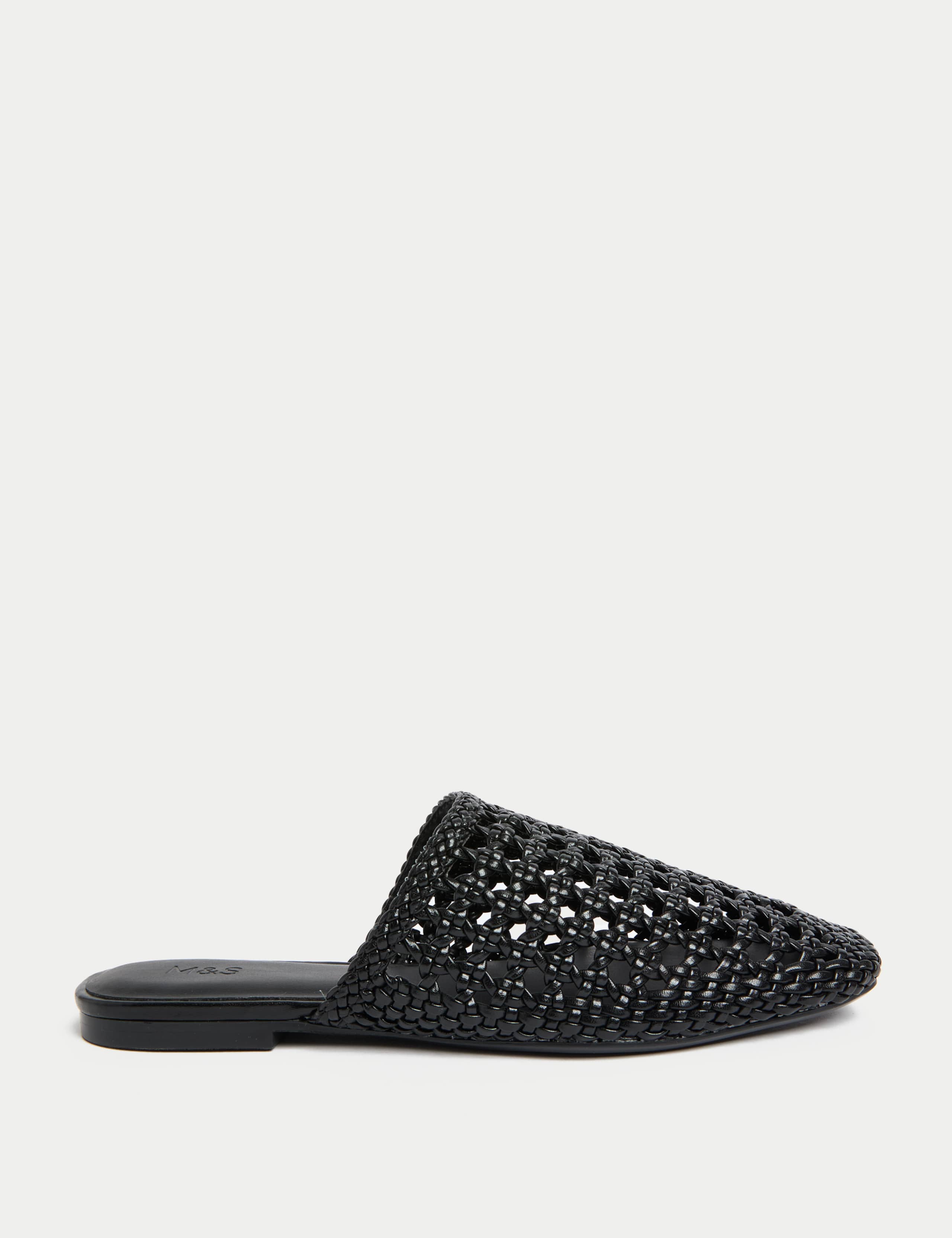 Woven Slip On Flat Mules