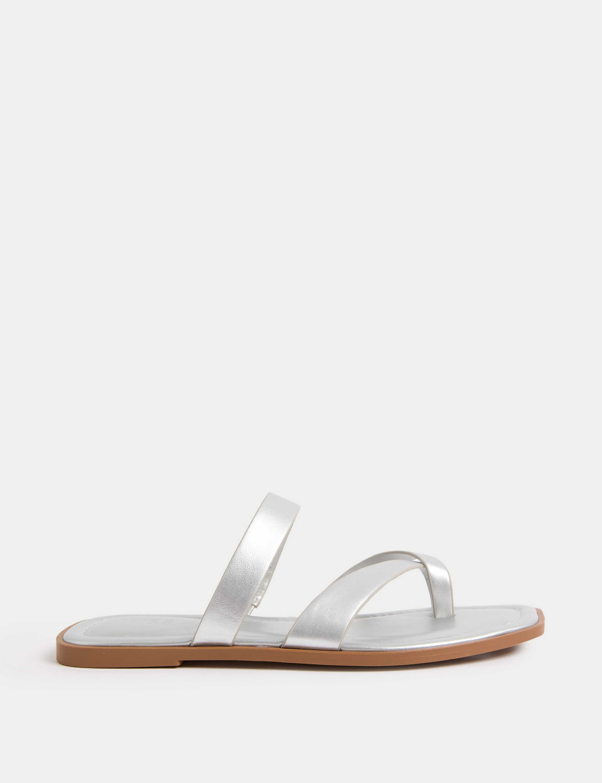 Toe Loop Strappy Flat Mules