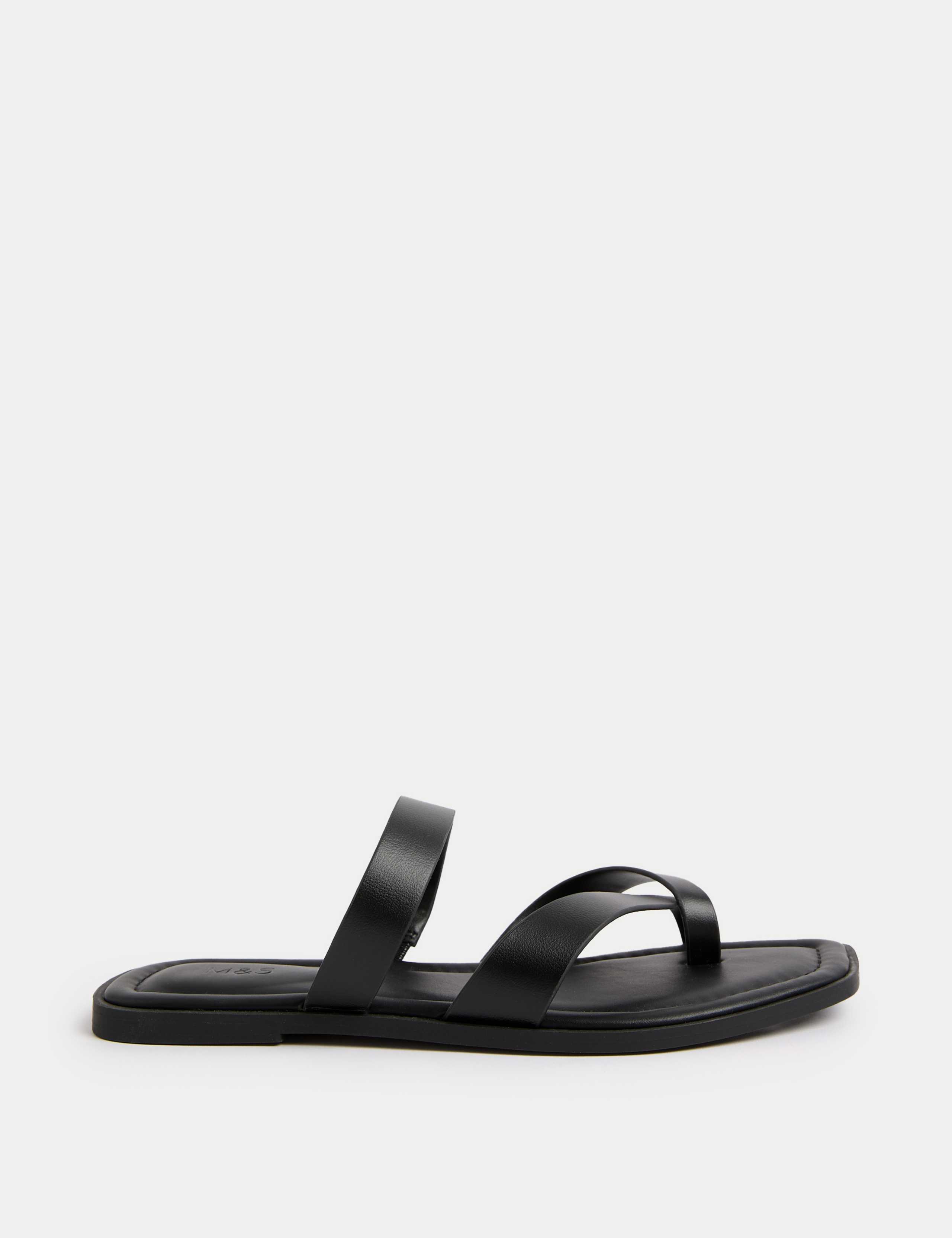 Toe Loop Strappy Flat Mules