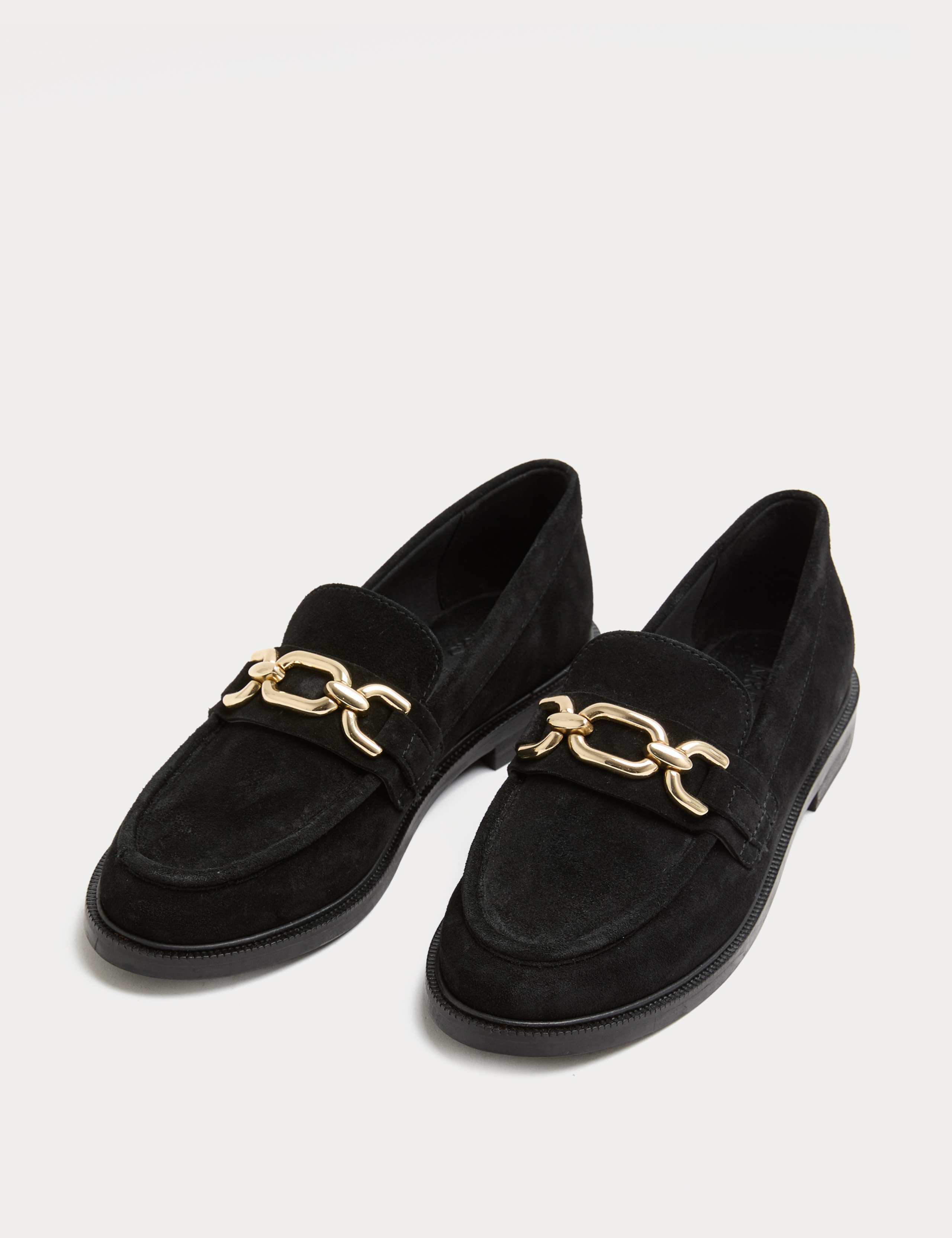 Suede Trim Flat Loafers