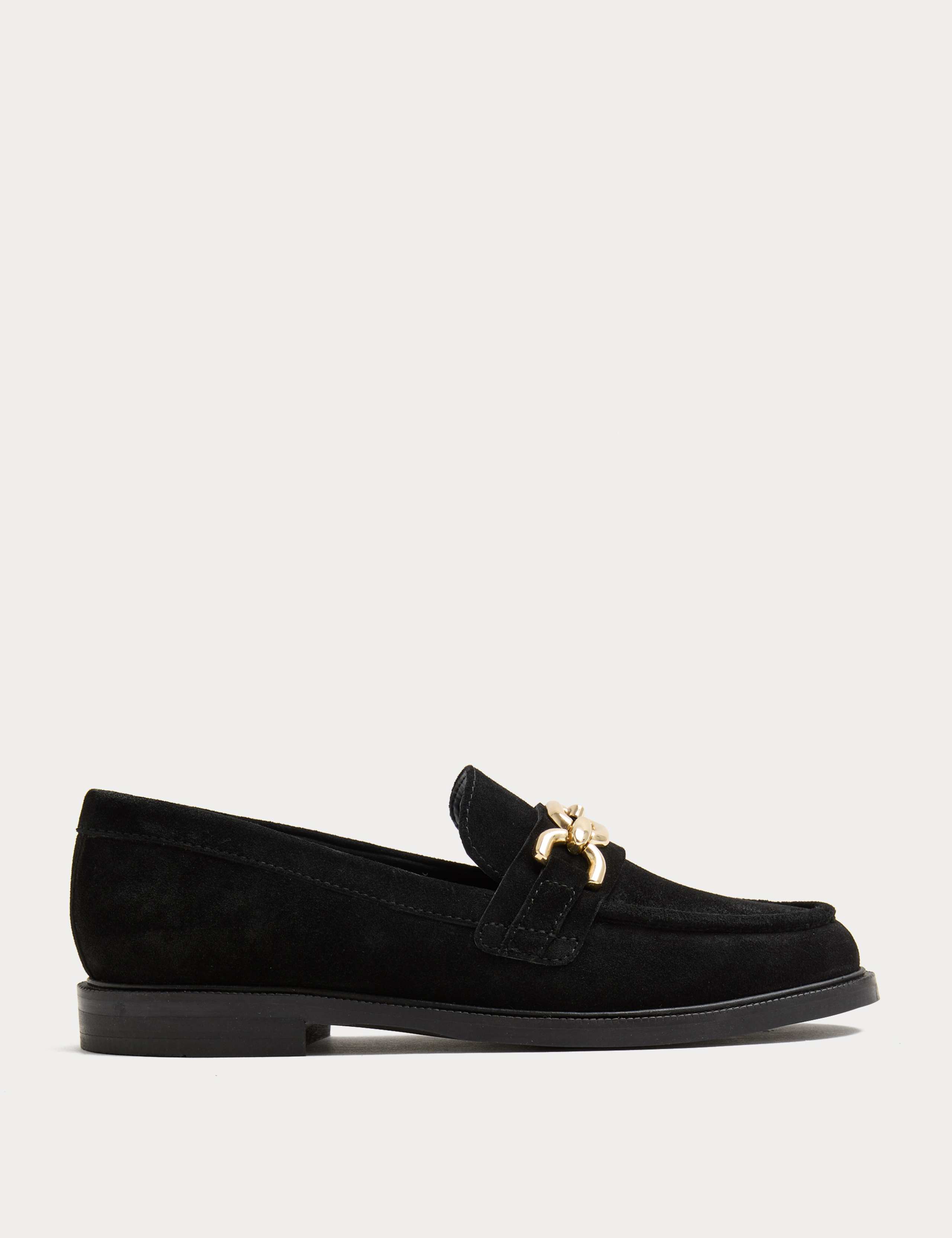 Suede Trim Flat Loafers