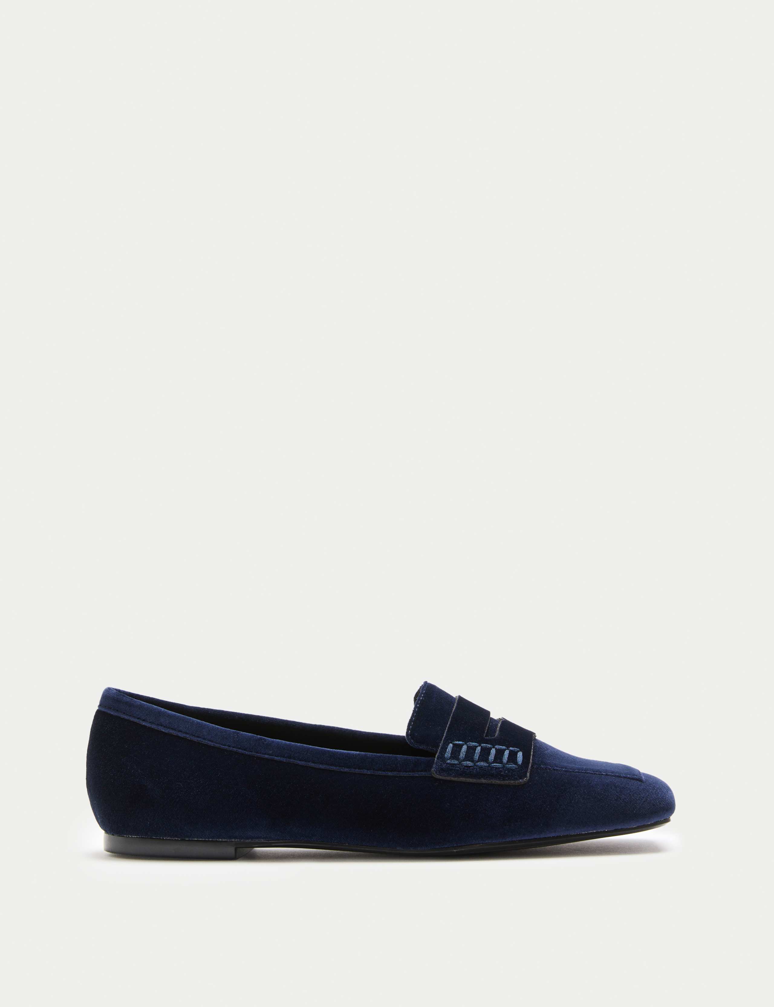 Velvet Flat Square Toe Loafers