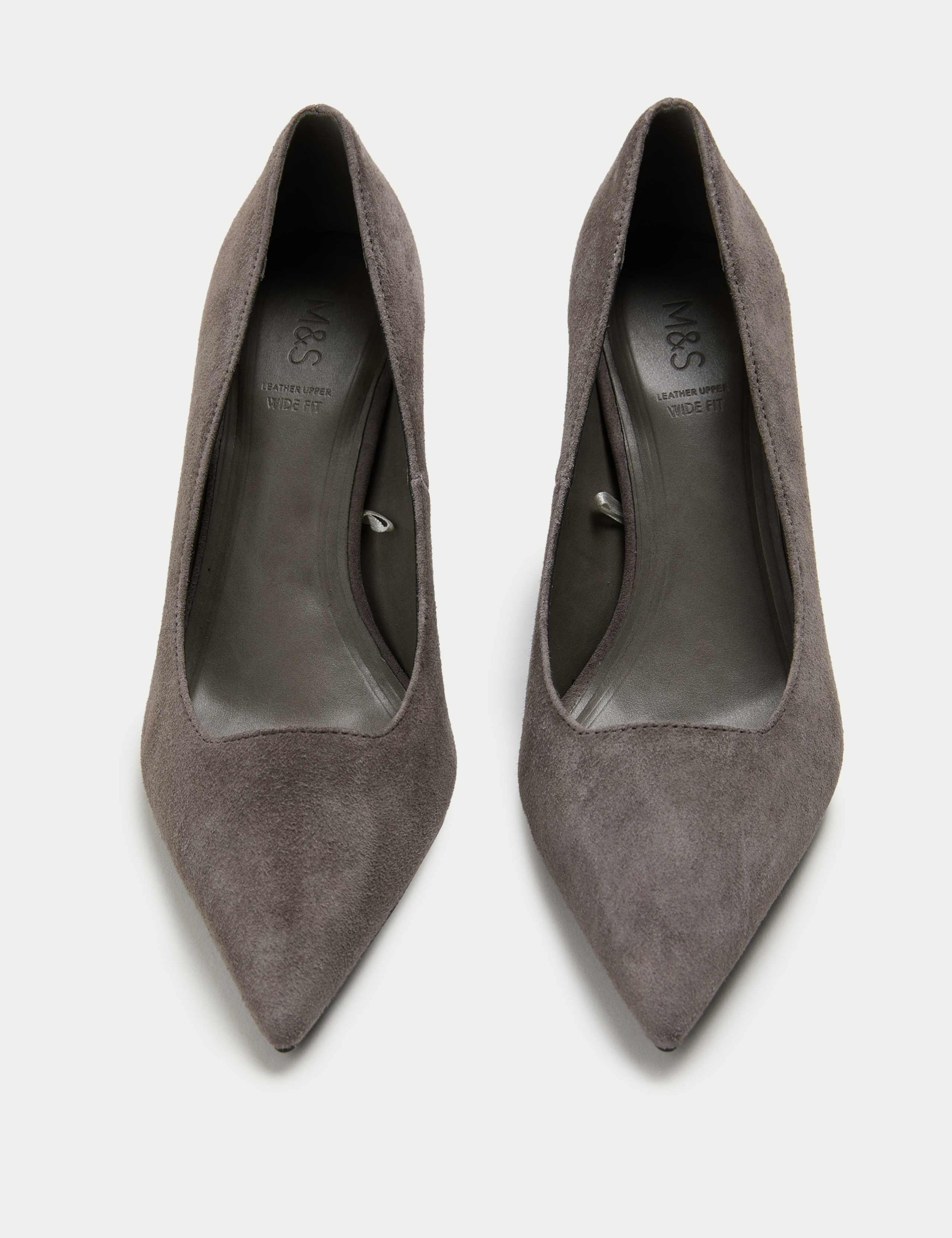 Wide Fit Suede Stiletto Heel Court Shoes