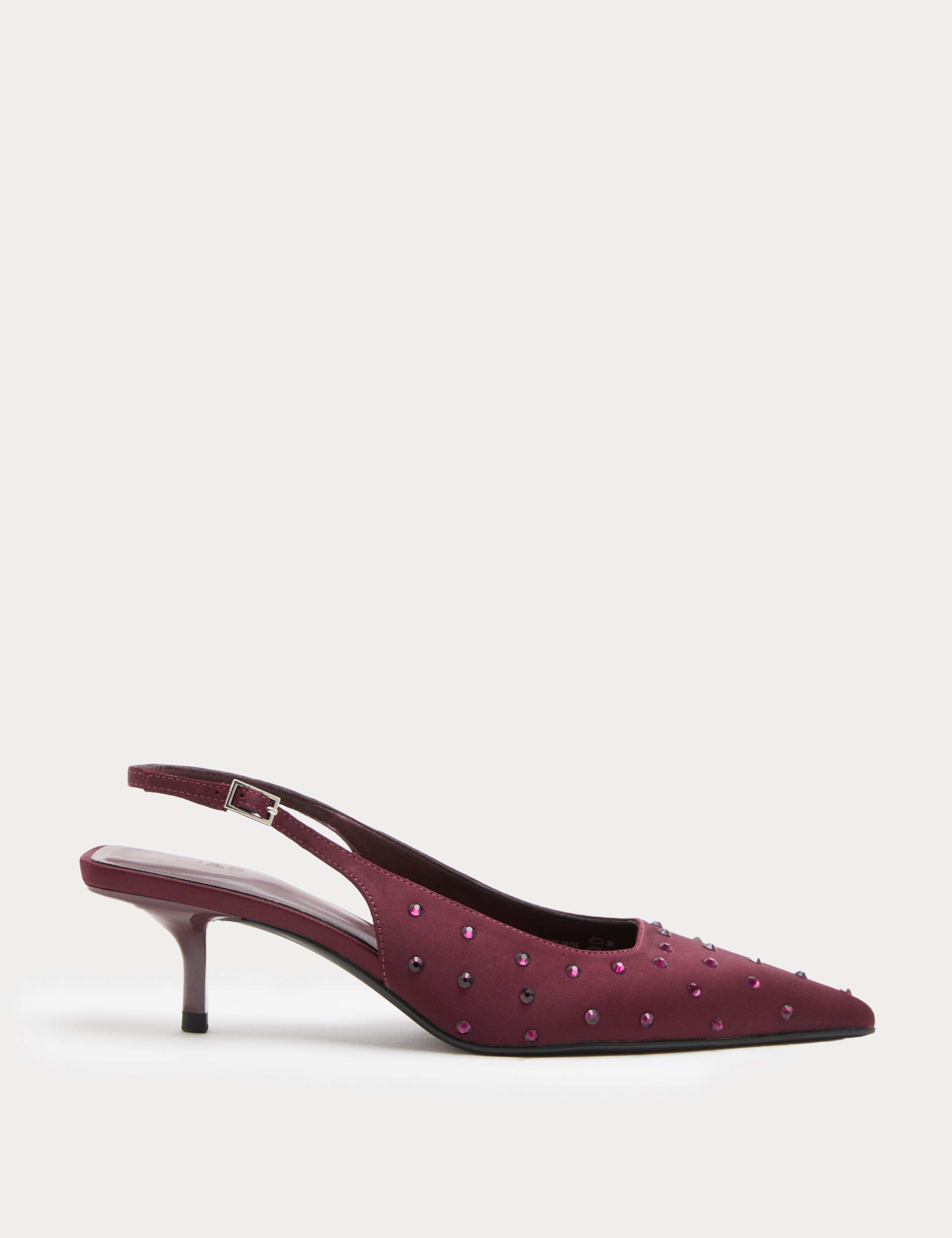 Studded Sparkle Kitten Heel Slingback Shoes
