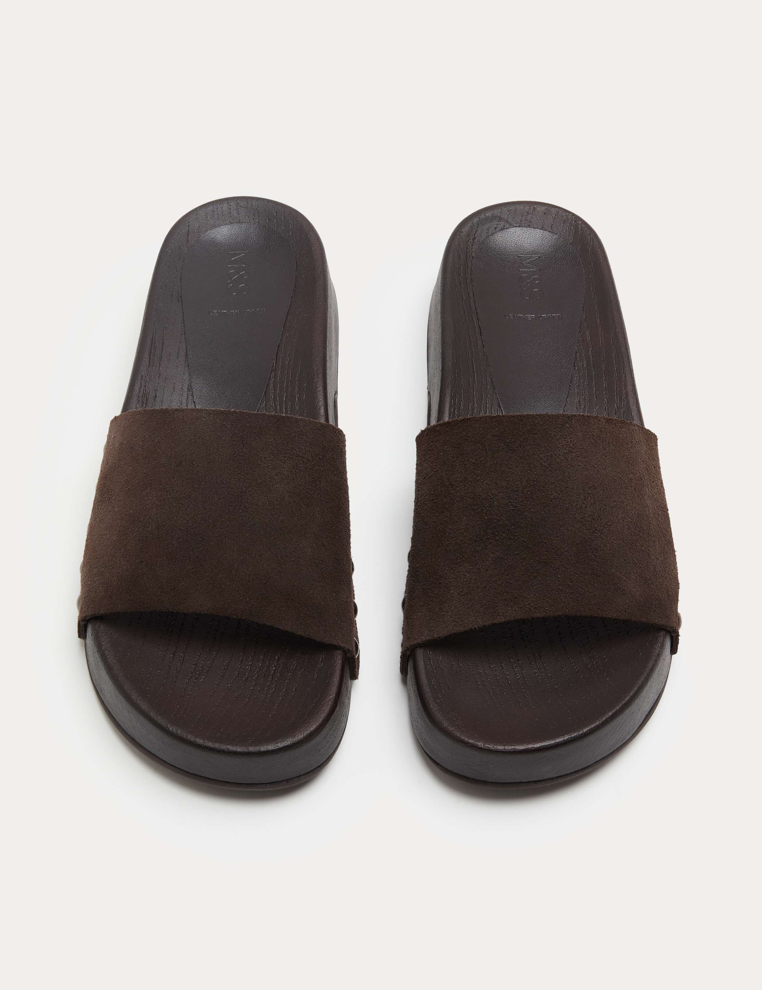 Suede Platform Open Toe Clogs
