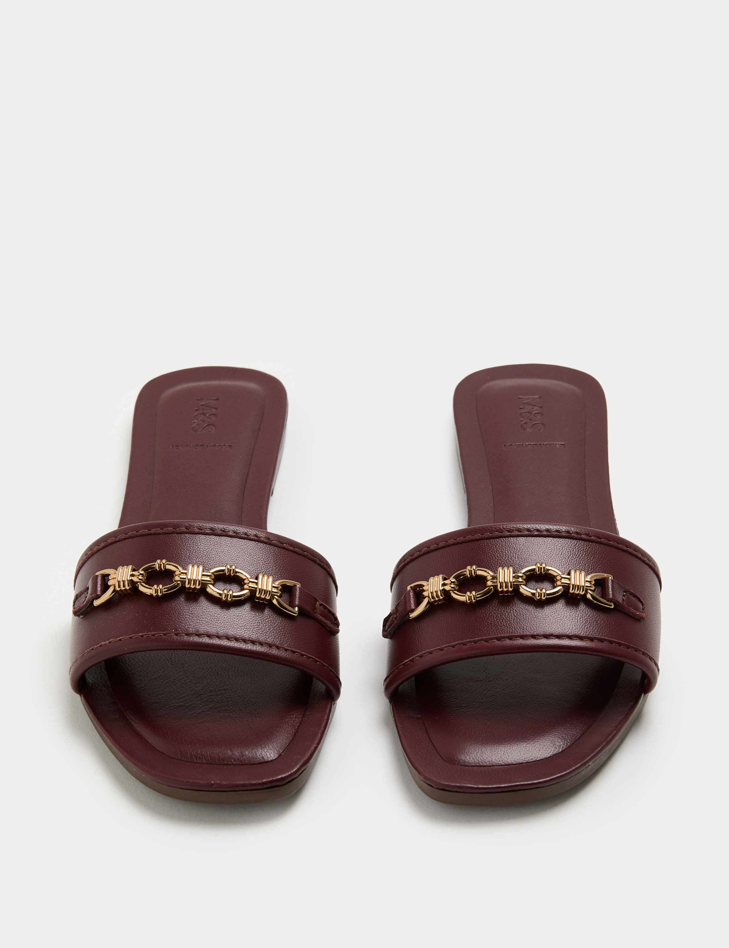 Leather Trim Flat Mules