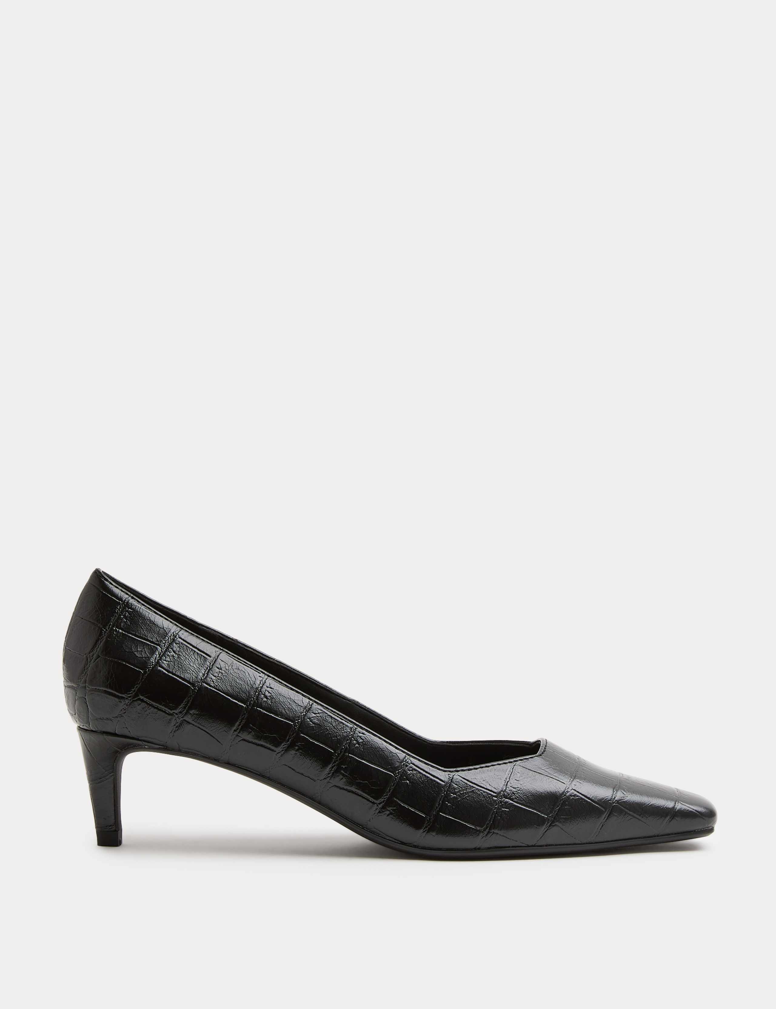 Croc Kitten Heel Chisel Toe Court Shoes