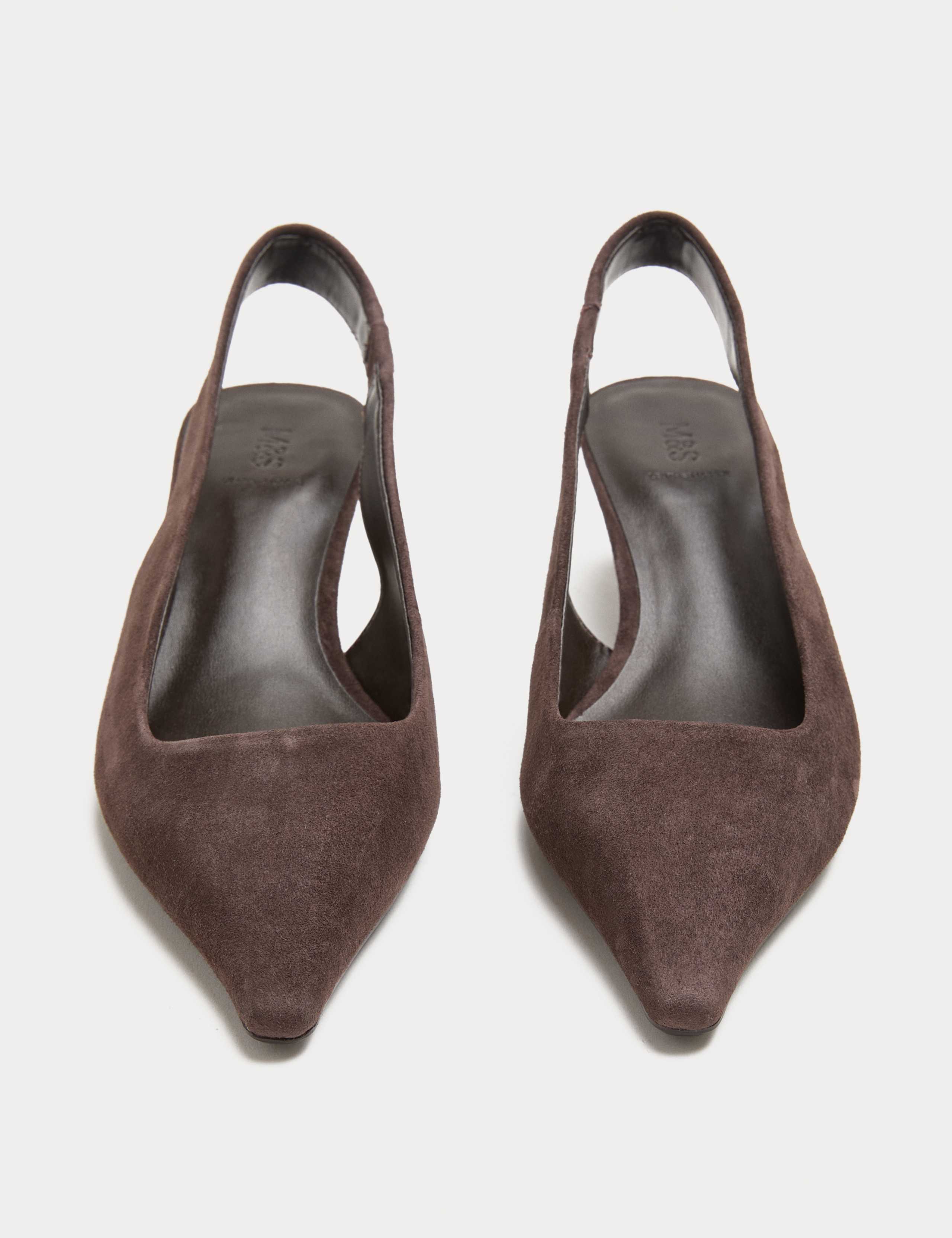 Suede Kitten Heel Pointed Slingback Shoes