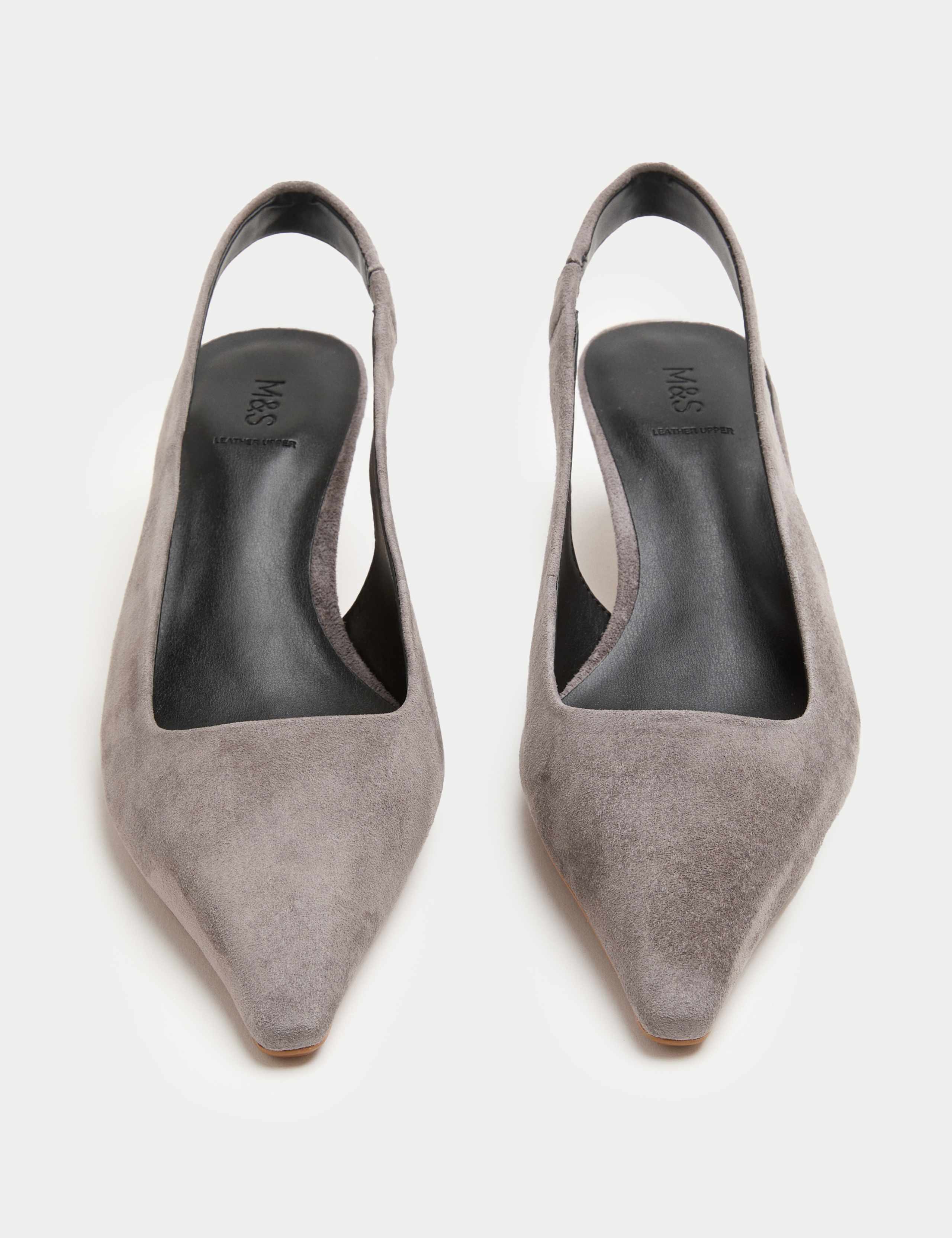 Suede Kitten Heel Pointed Slingback Shoes