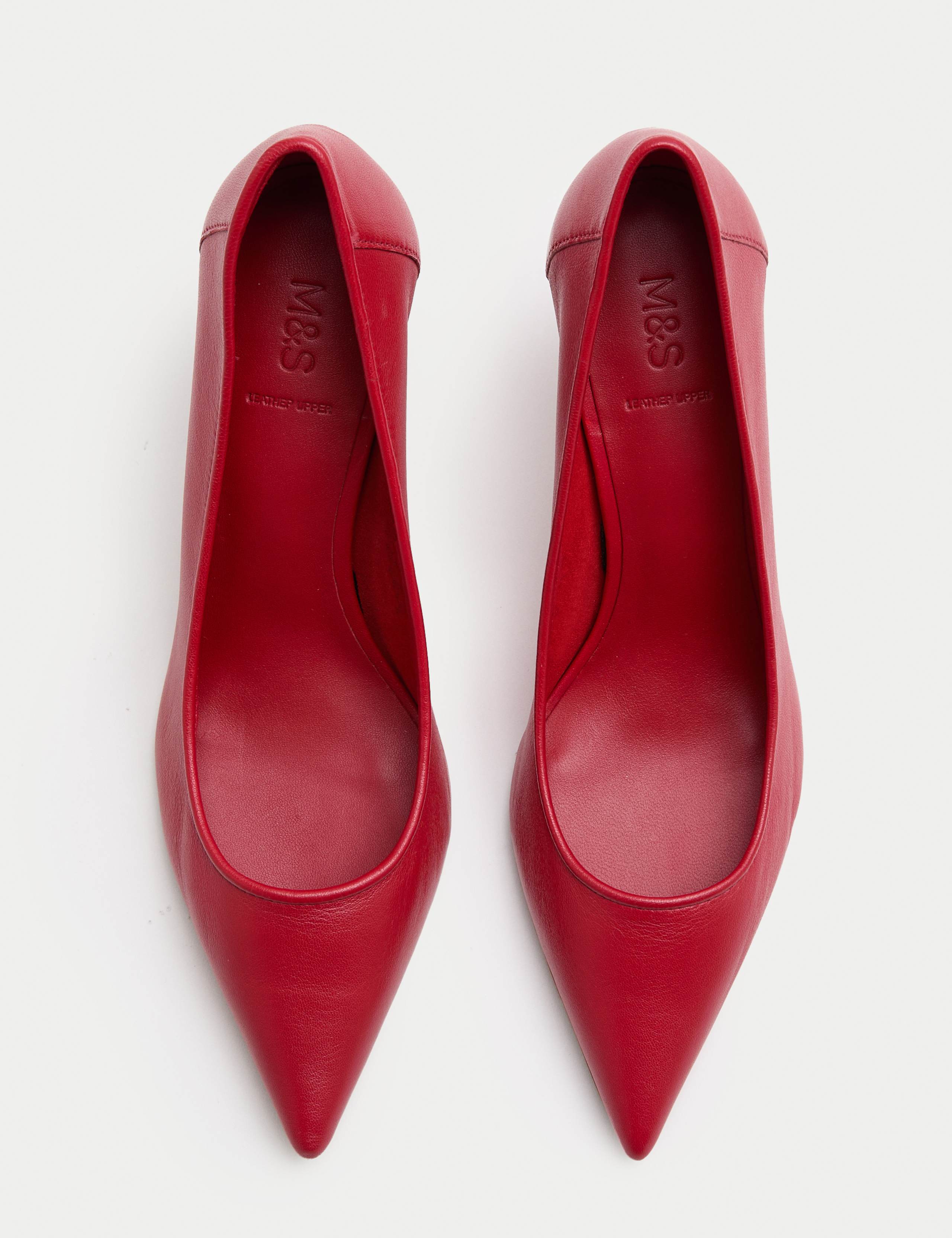 Leather Stiletto Heel Pointed Court Shoes