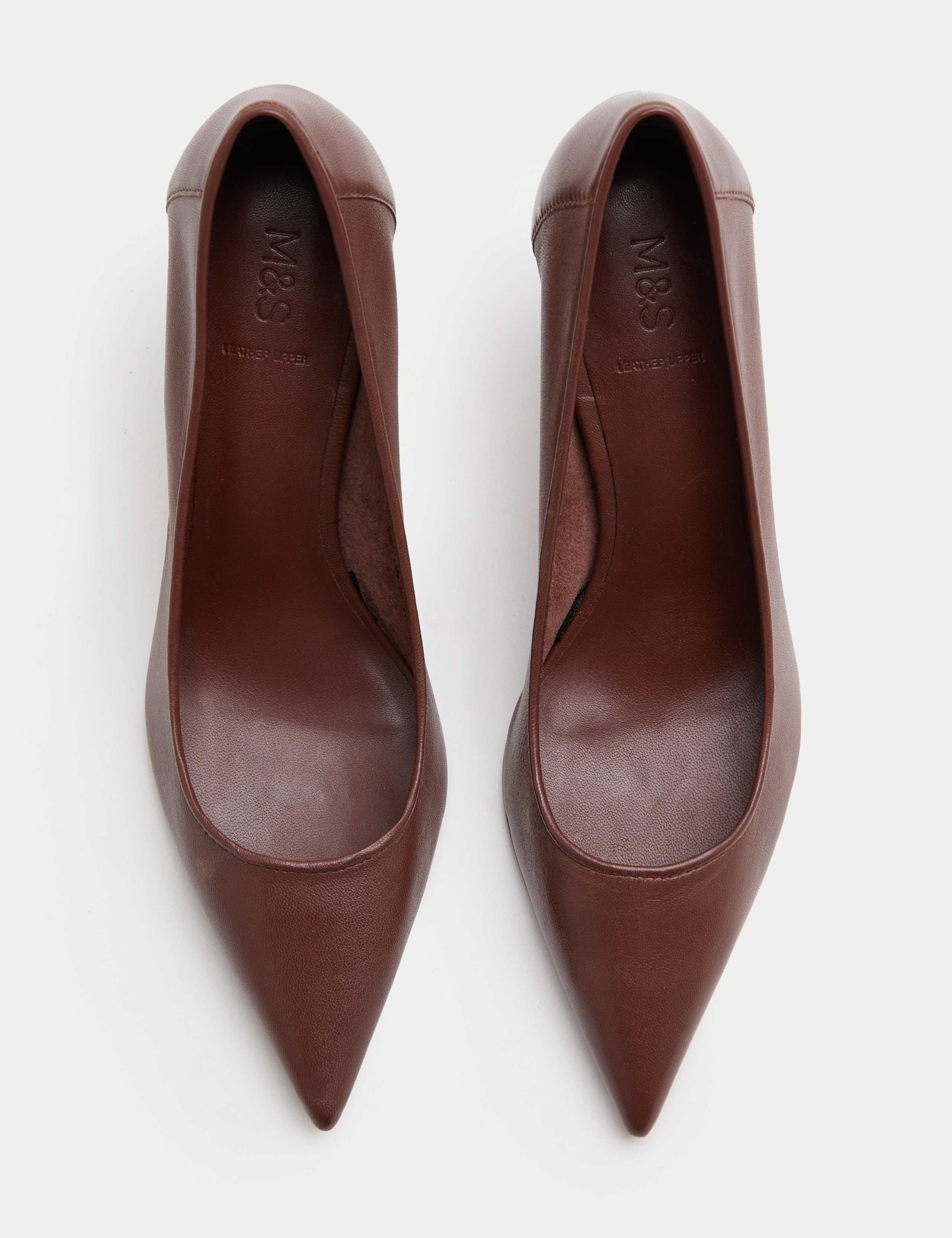 Leather Stiletto Heel Pointed Court Shoes