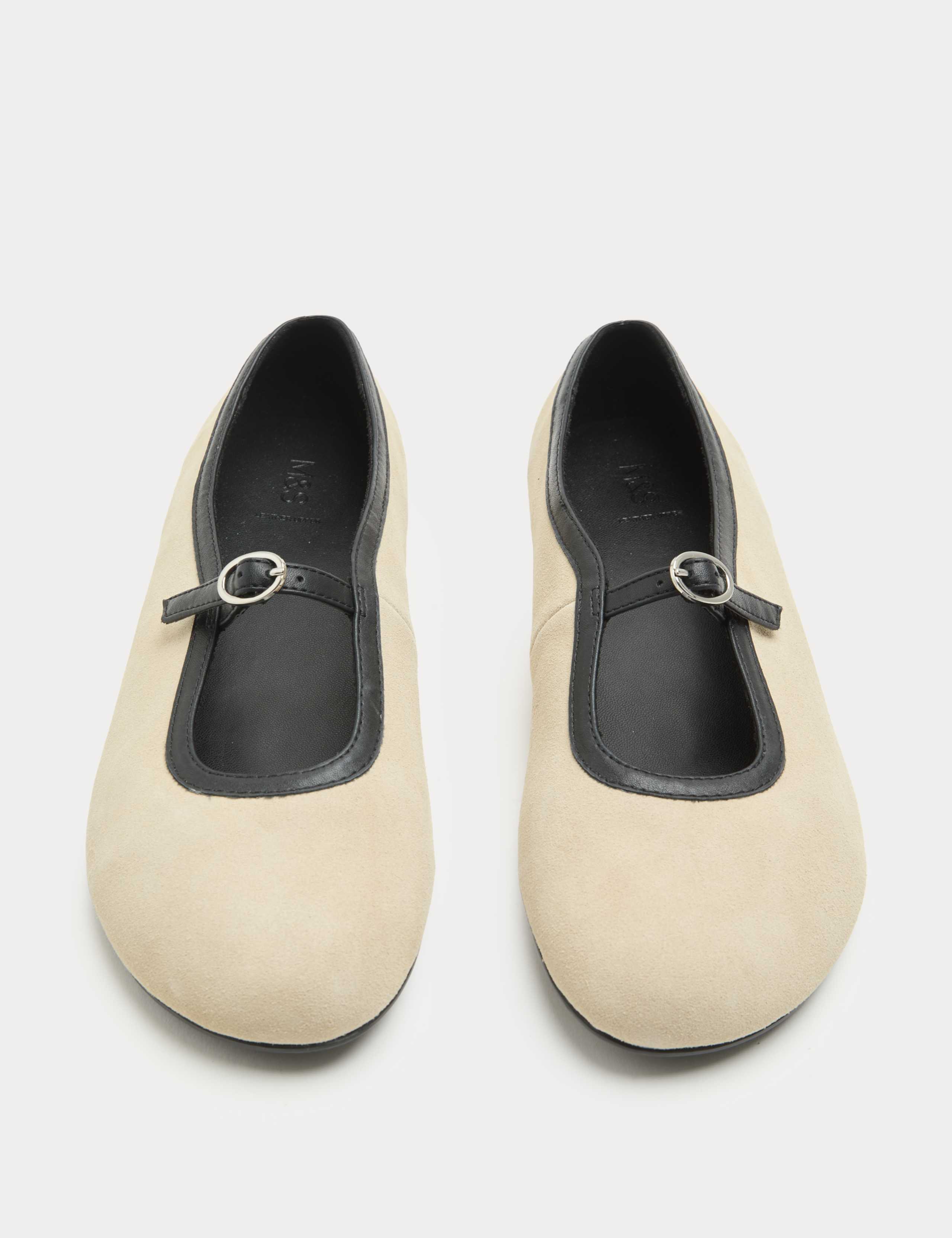 Suede Flat Mary Jane Ballet Pump Shoes