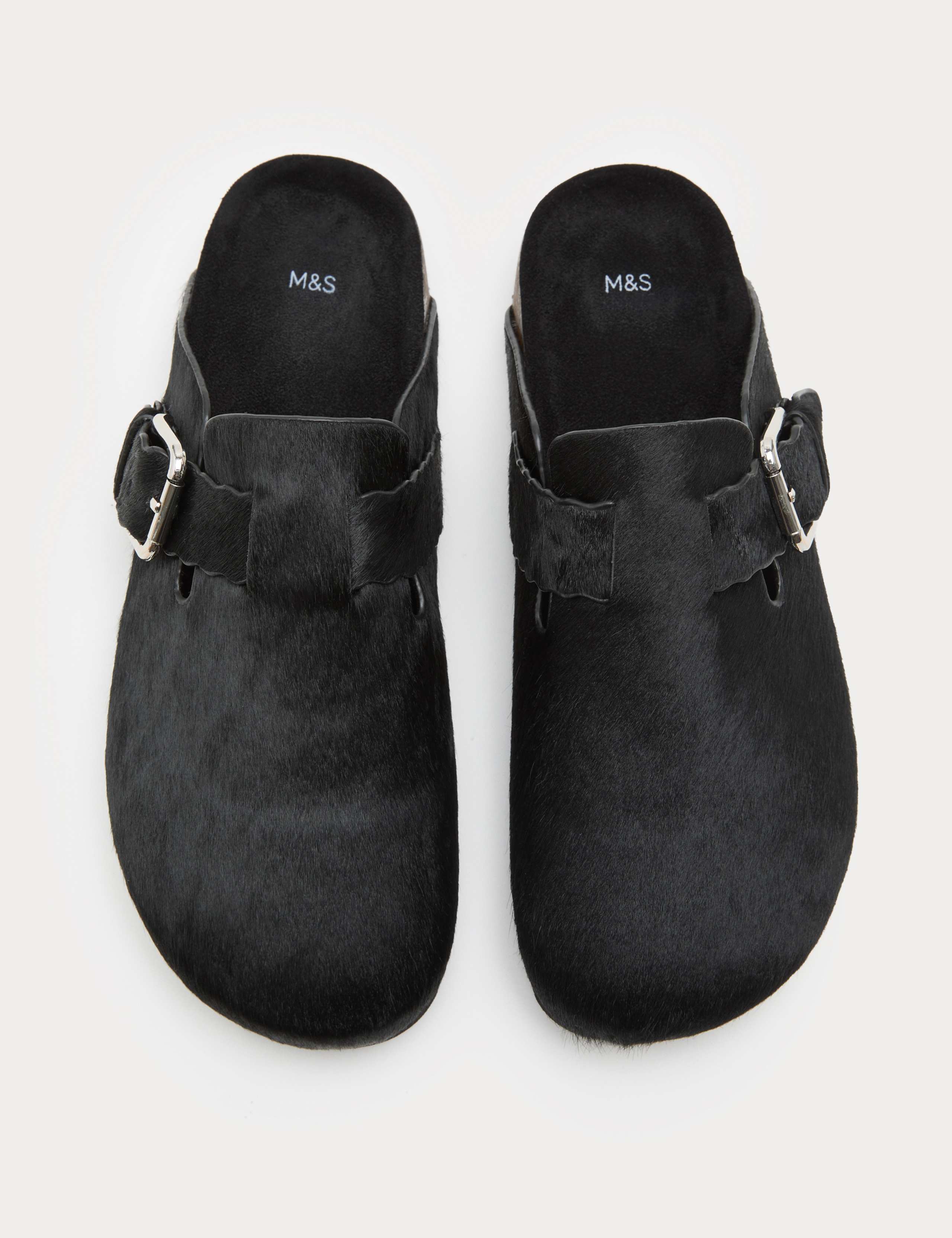 Leather Hair On Scallop Edge Strap Clogs