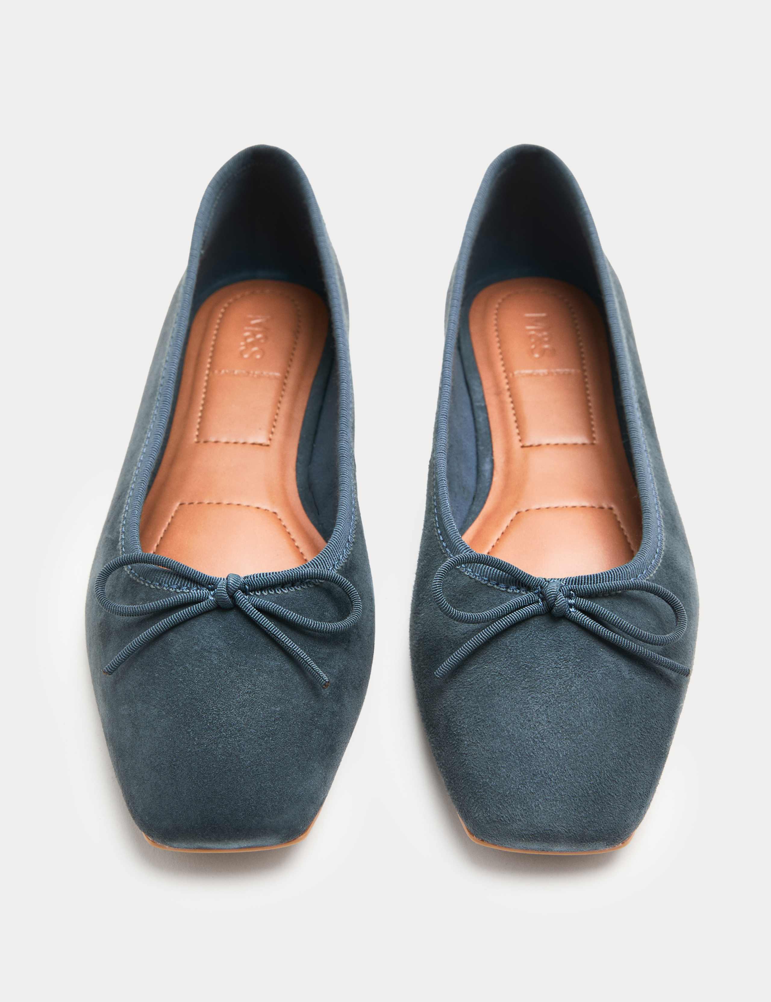 Suede Flat Square Toe Ballet Pumps