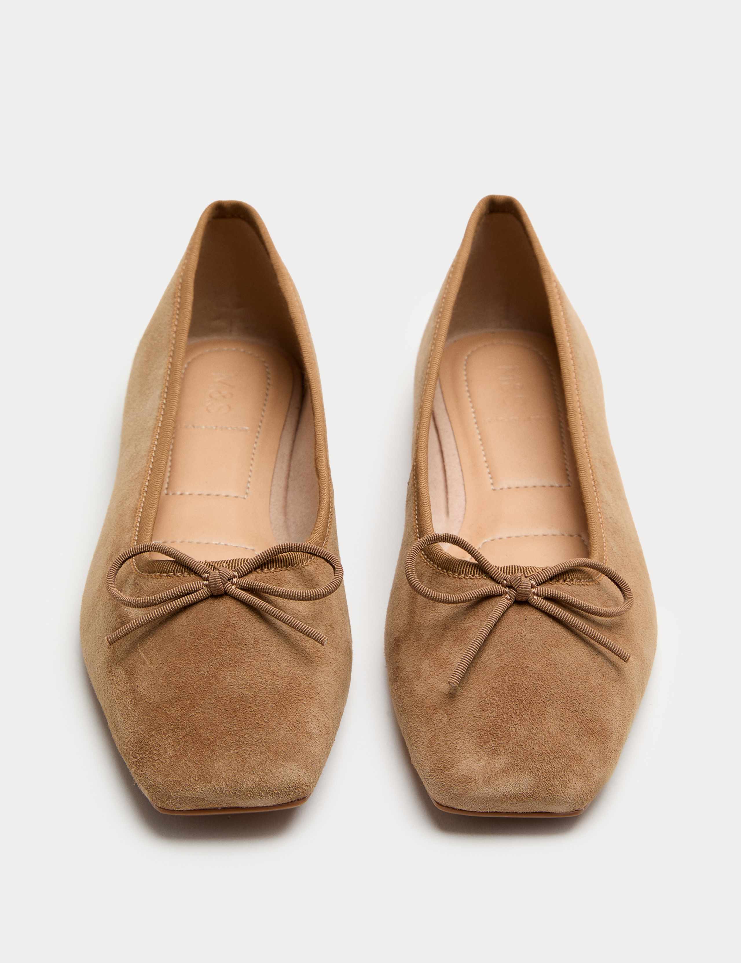 Suede Flat Square Toe Ballet Pumps