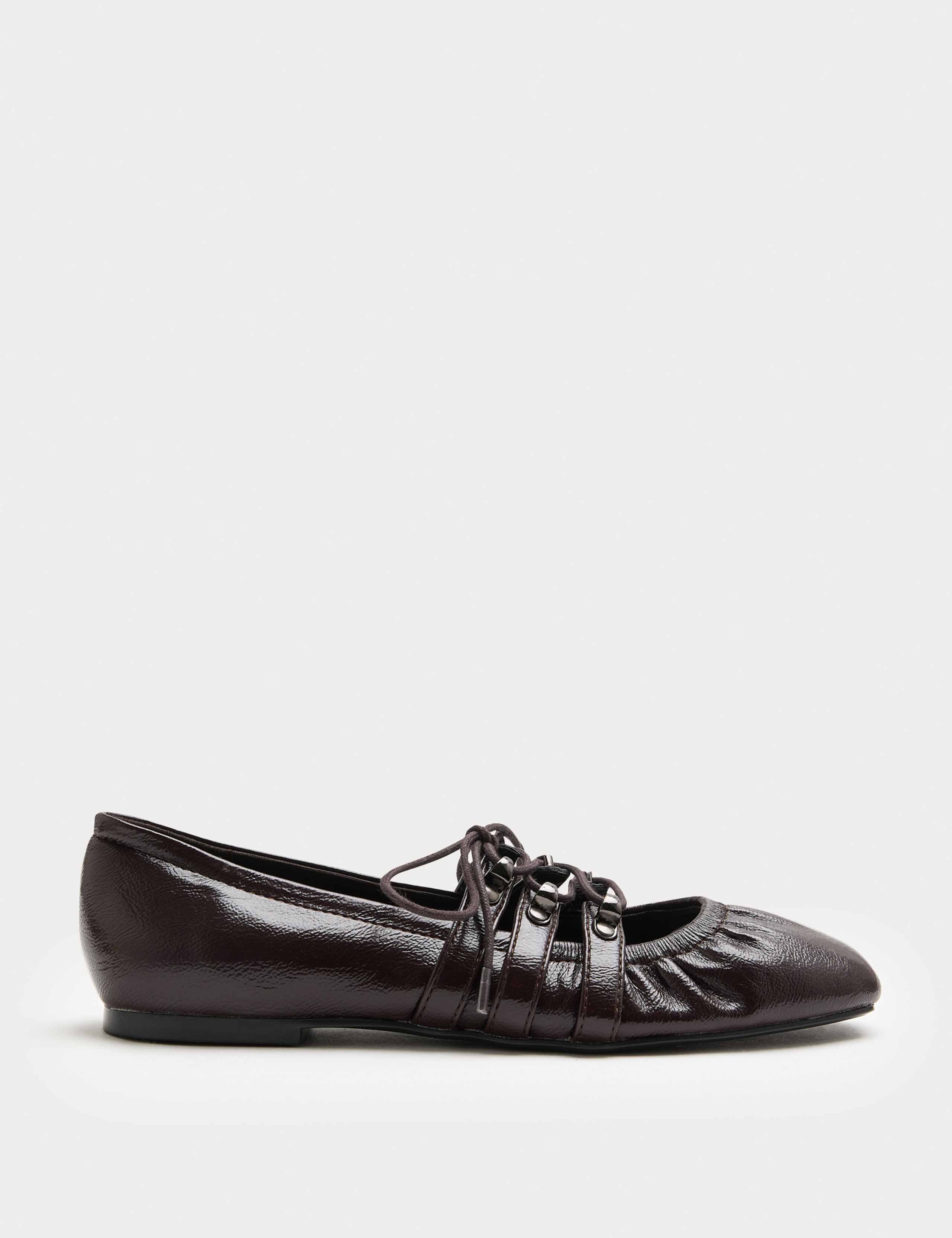 Lace Up Flat Ballet Pumps