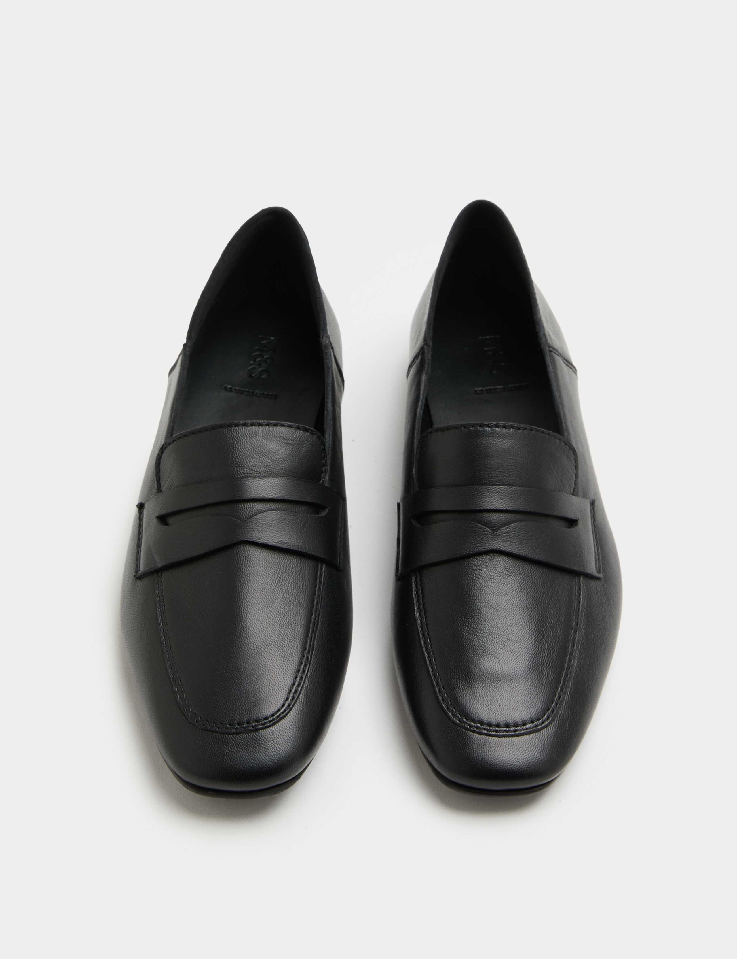 Leather Flat Chisel Toe Loafers