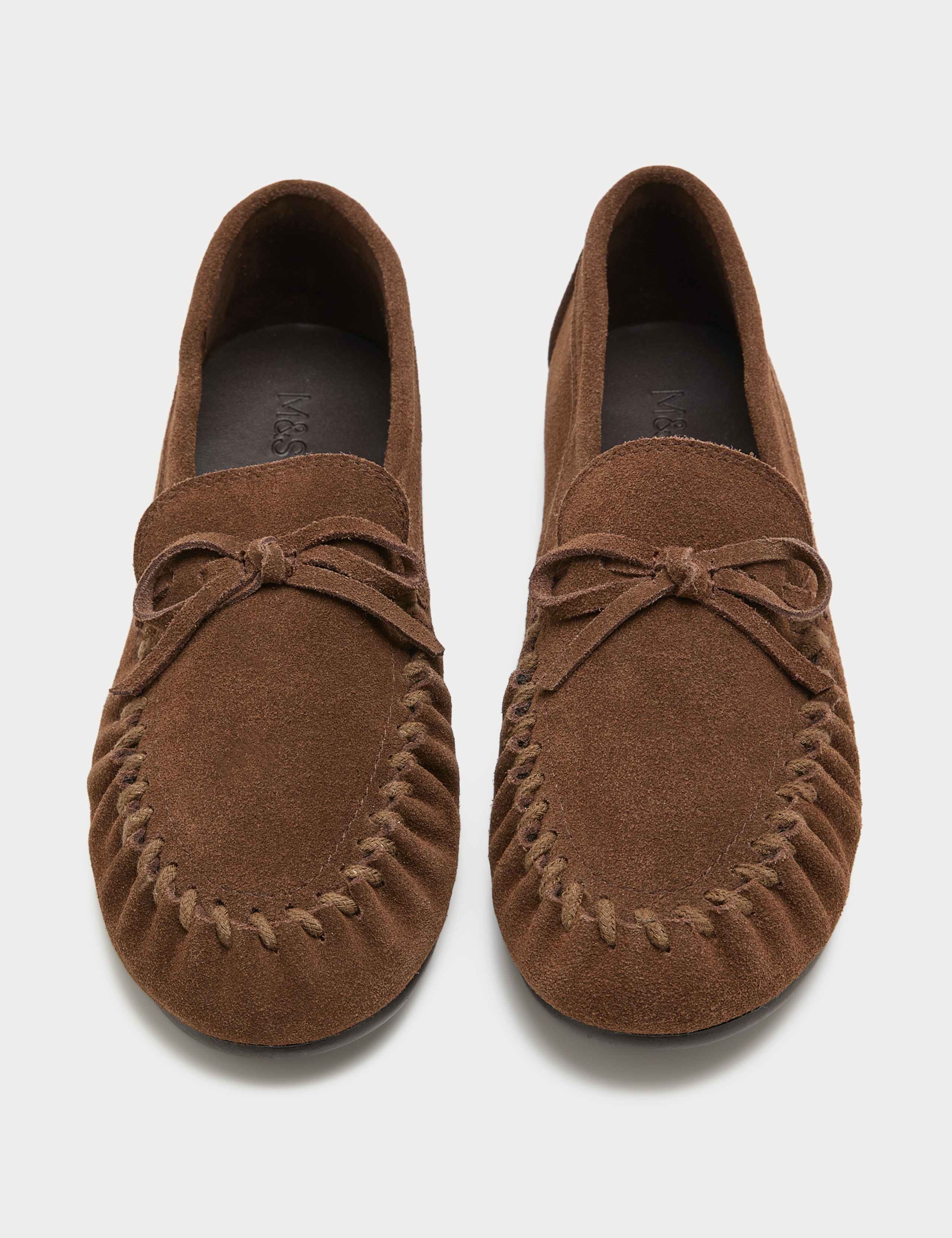 Suede Bow Flat Driver Shoes