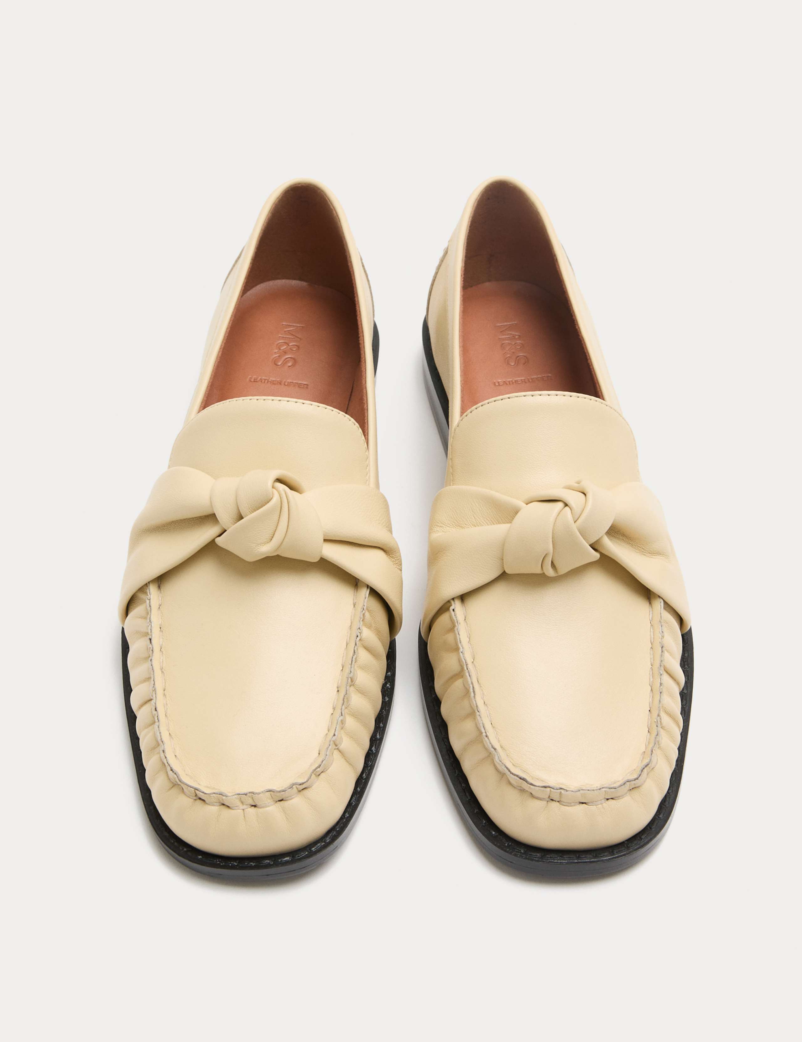 Leather Twist Bow Loafers