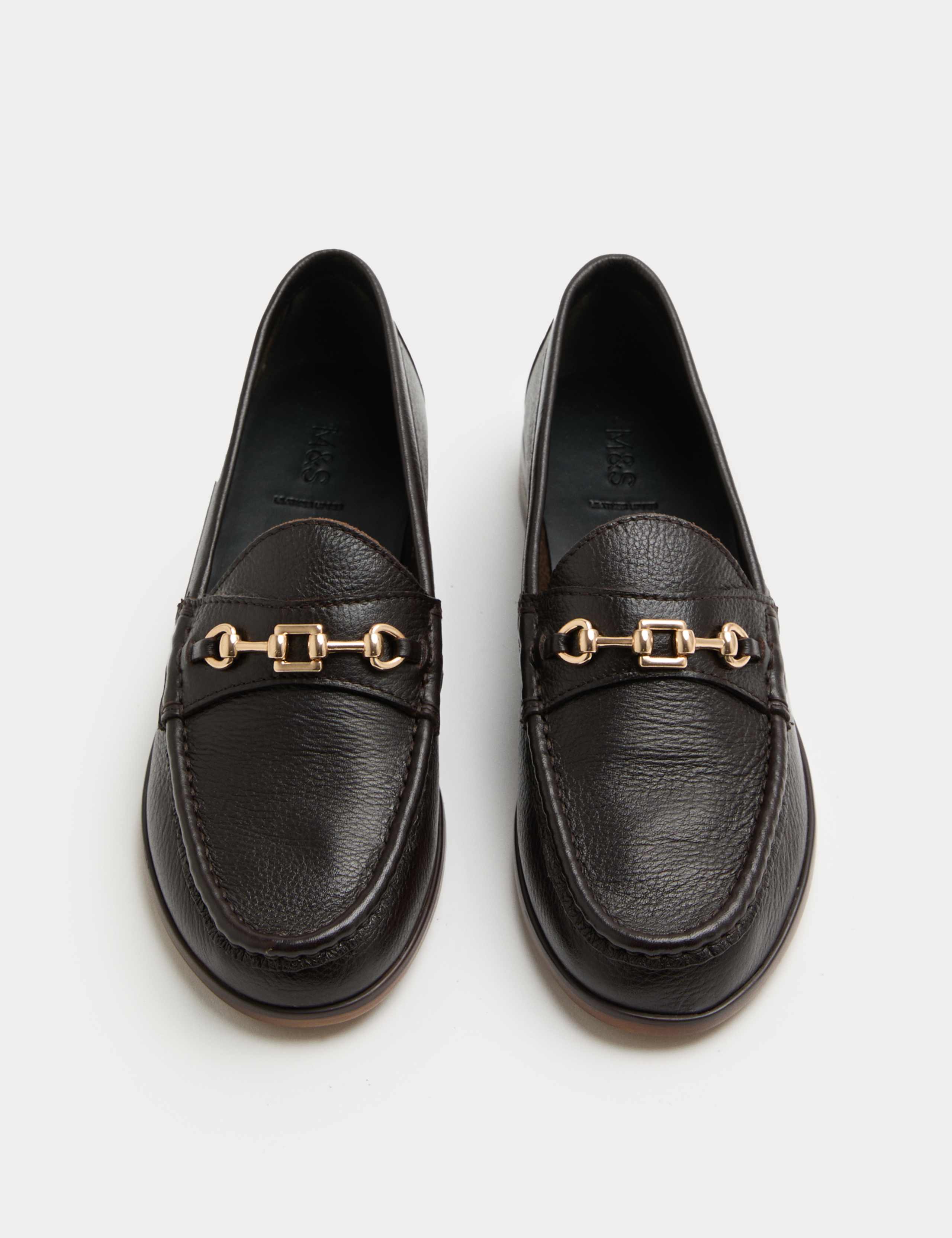 Leather Trim Block Heel Loafers