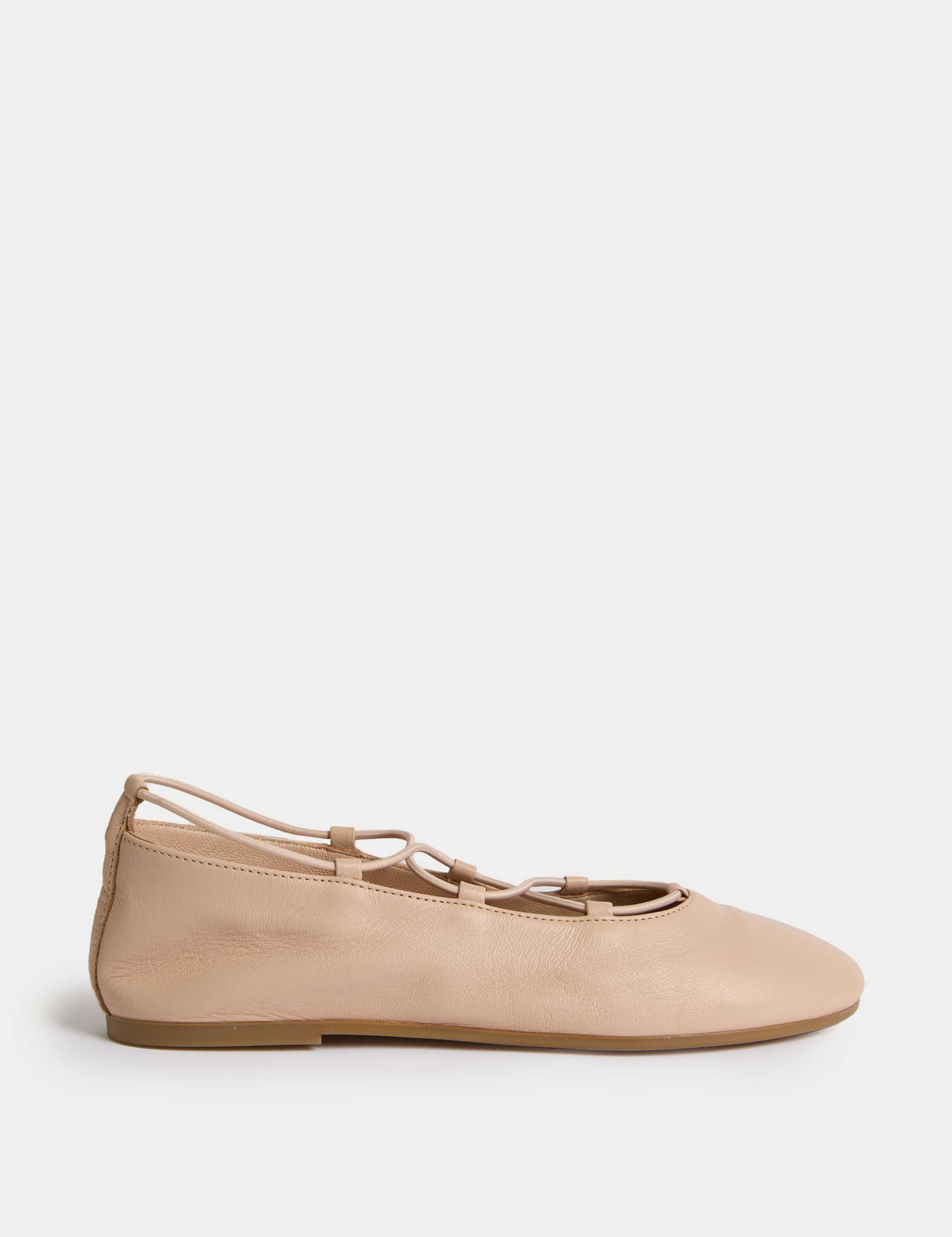 Leather Strappy Flat Ballet Pumps