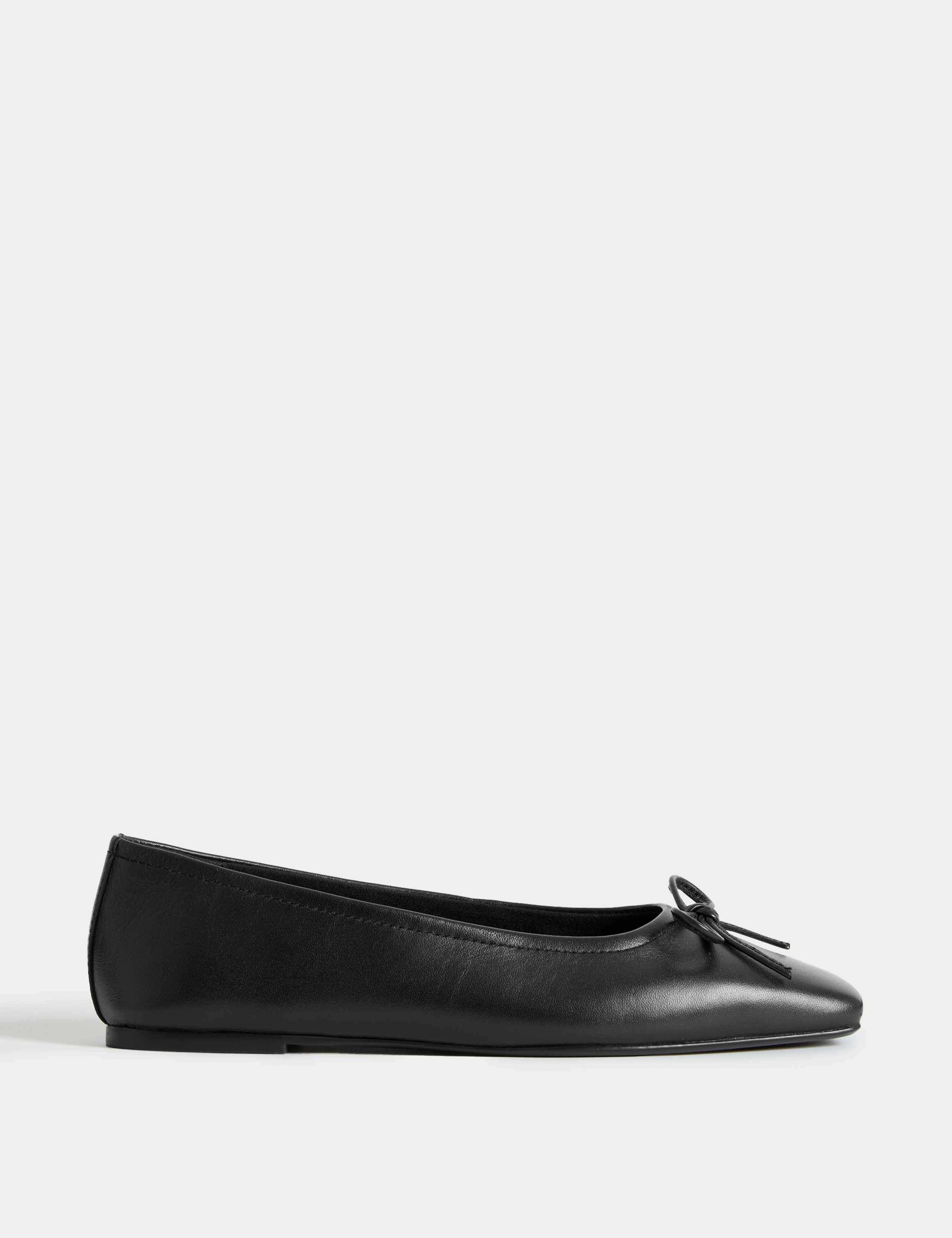 Leather Slip On Studded Flat Ballet Pumps
