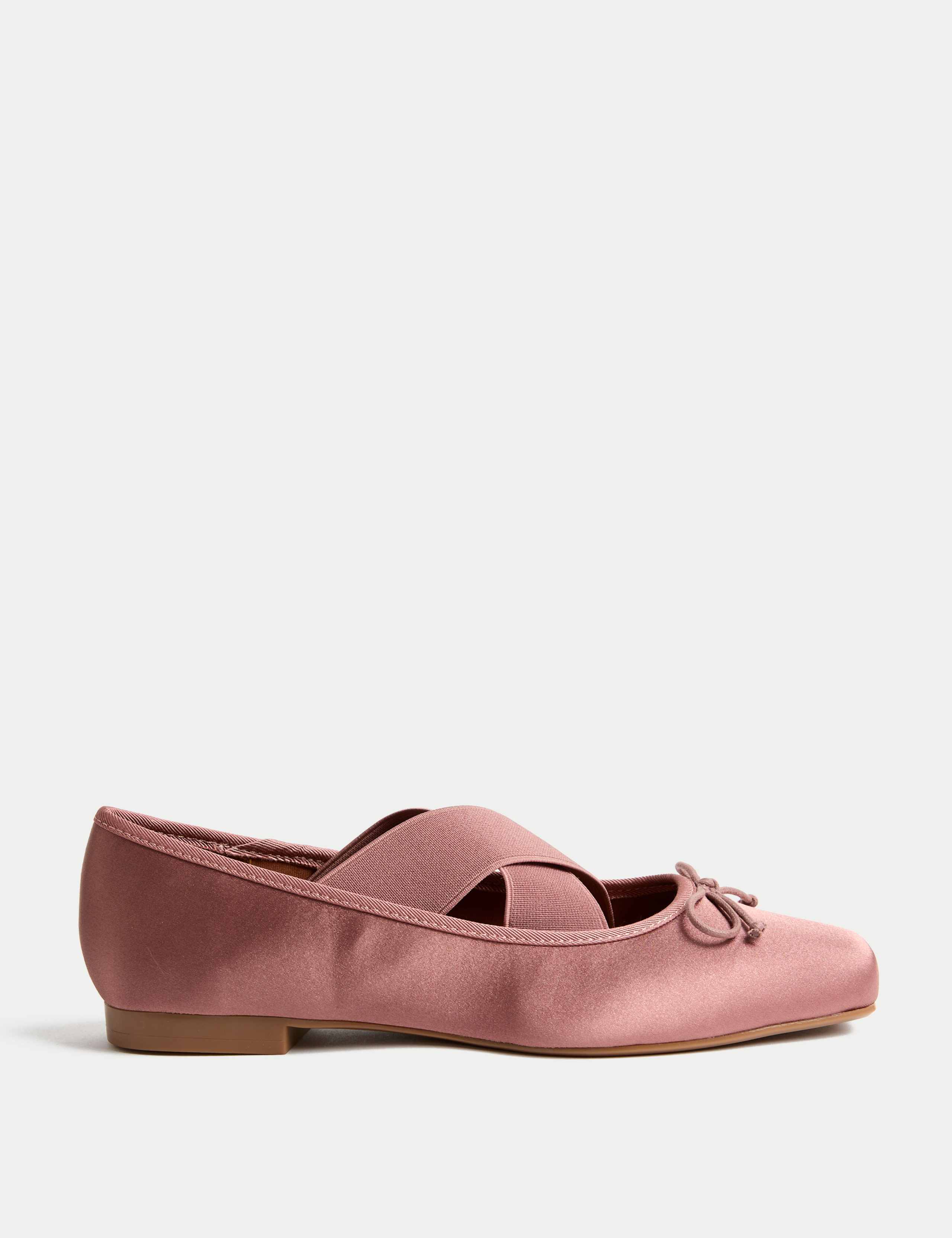 Satin Strappy Flat Ballet Pumps