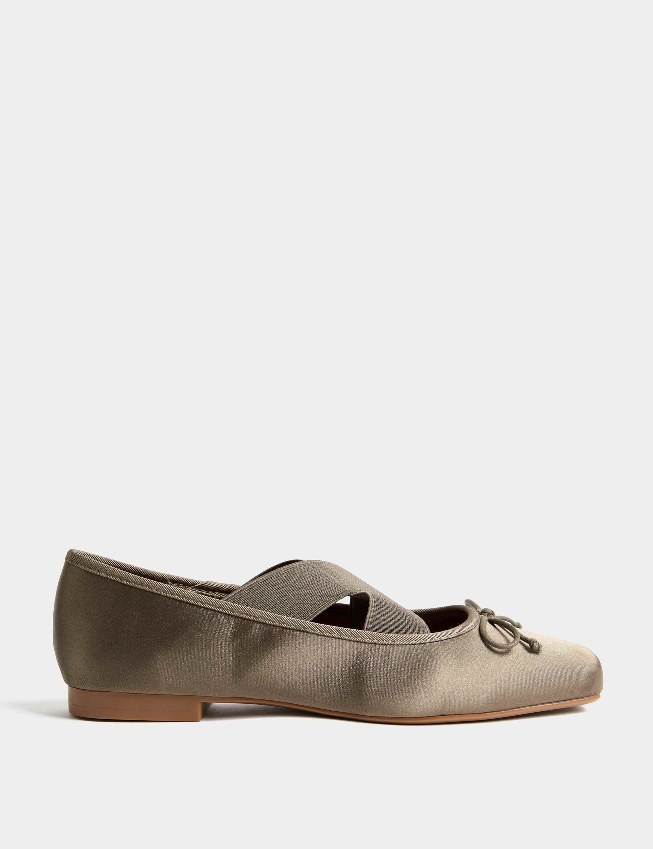 Satin Strappy Flat Ballet Pumps