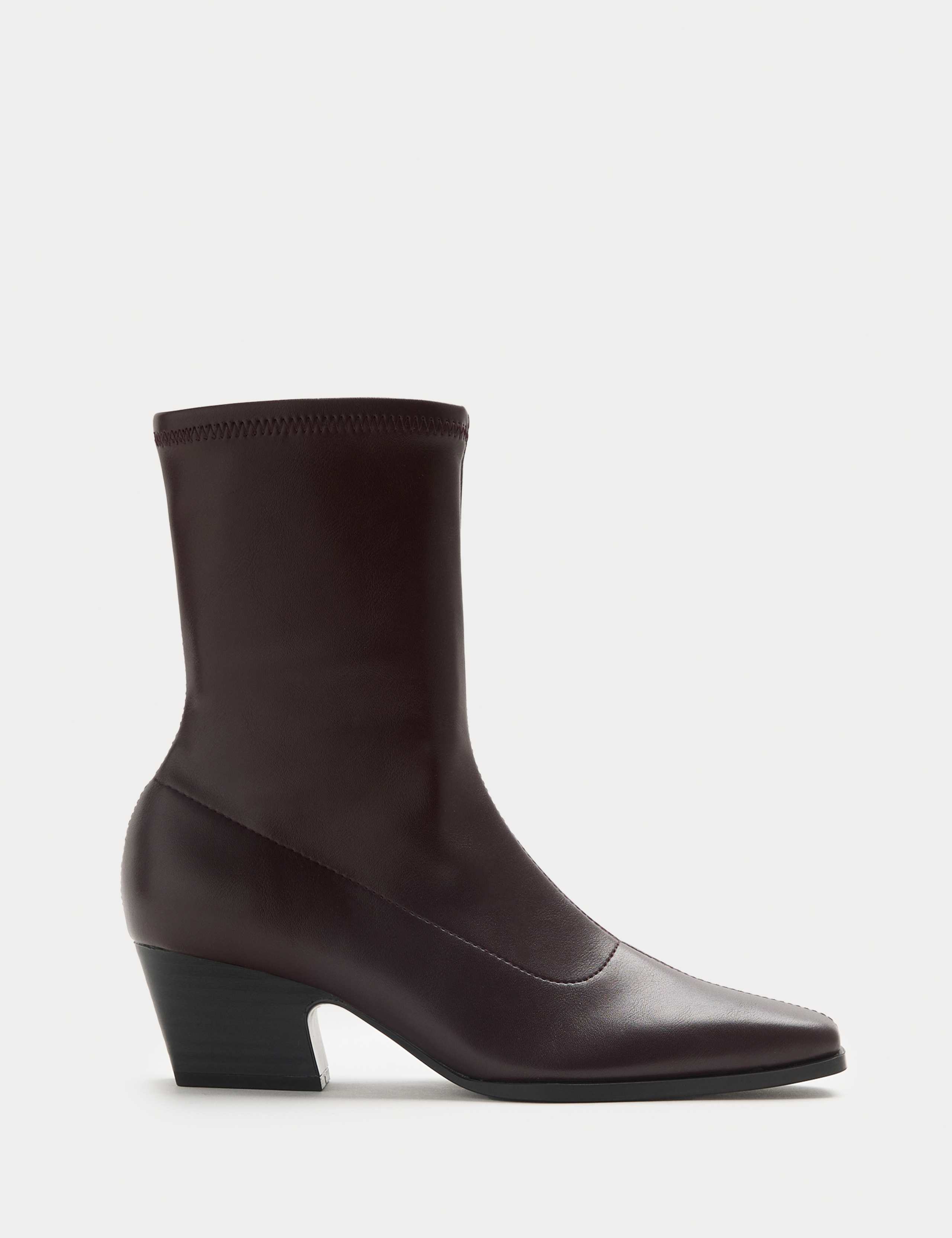 Block Heel Chisel Toe Sock Boots