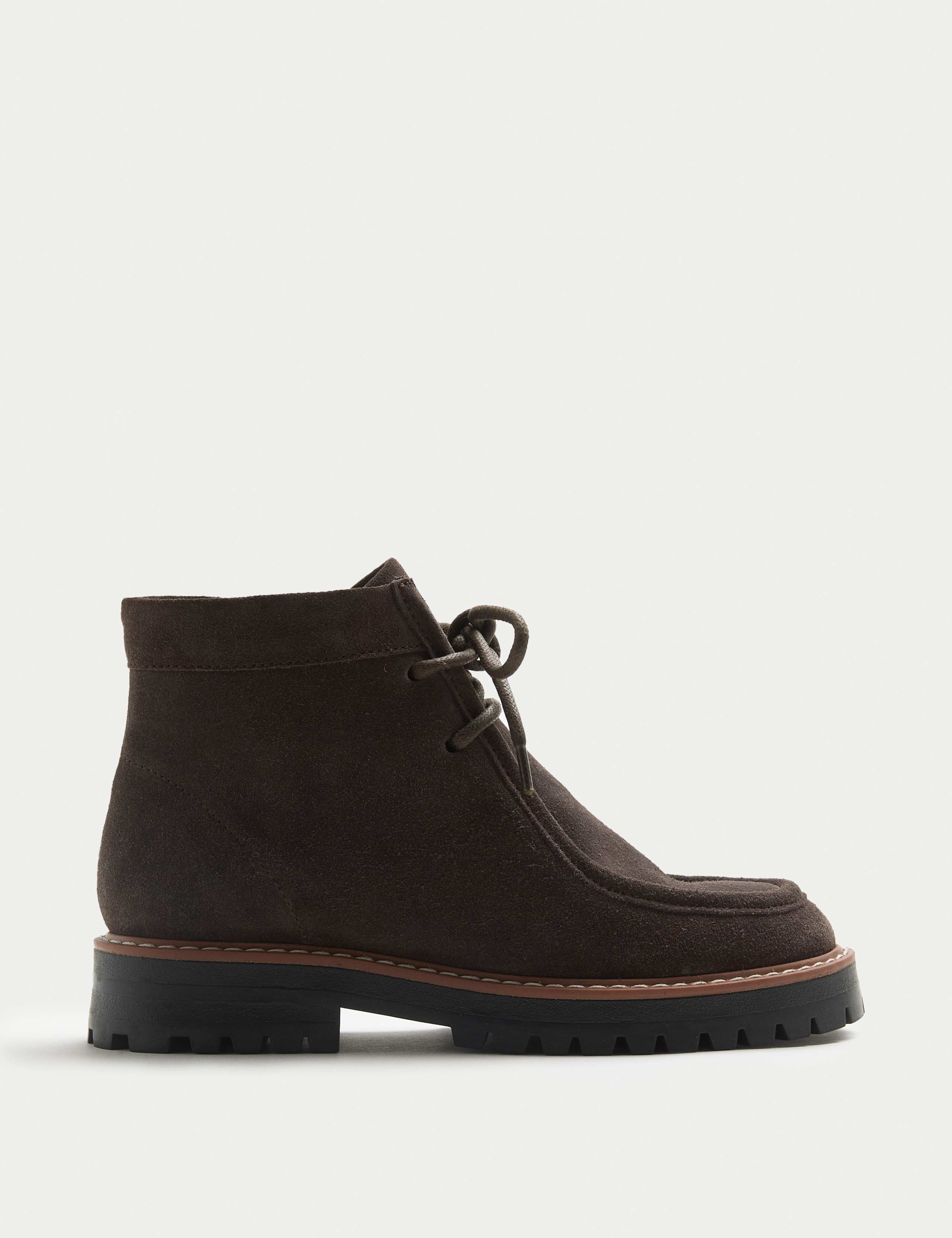Suede Lace Up Chunky Ankle Boots