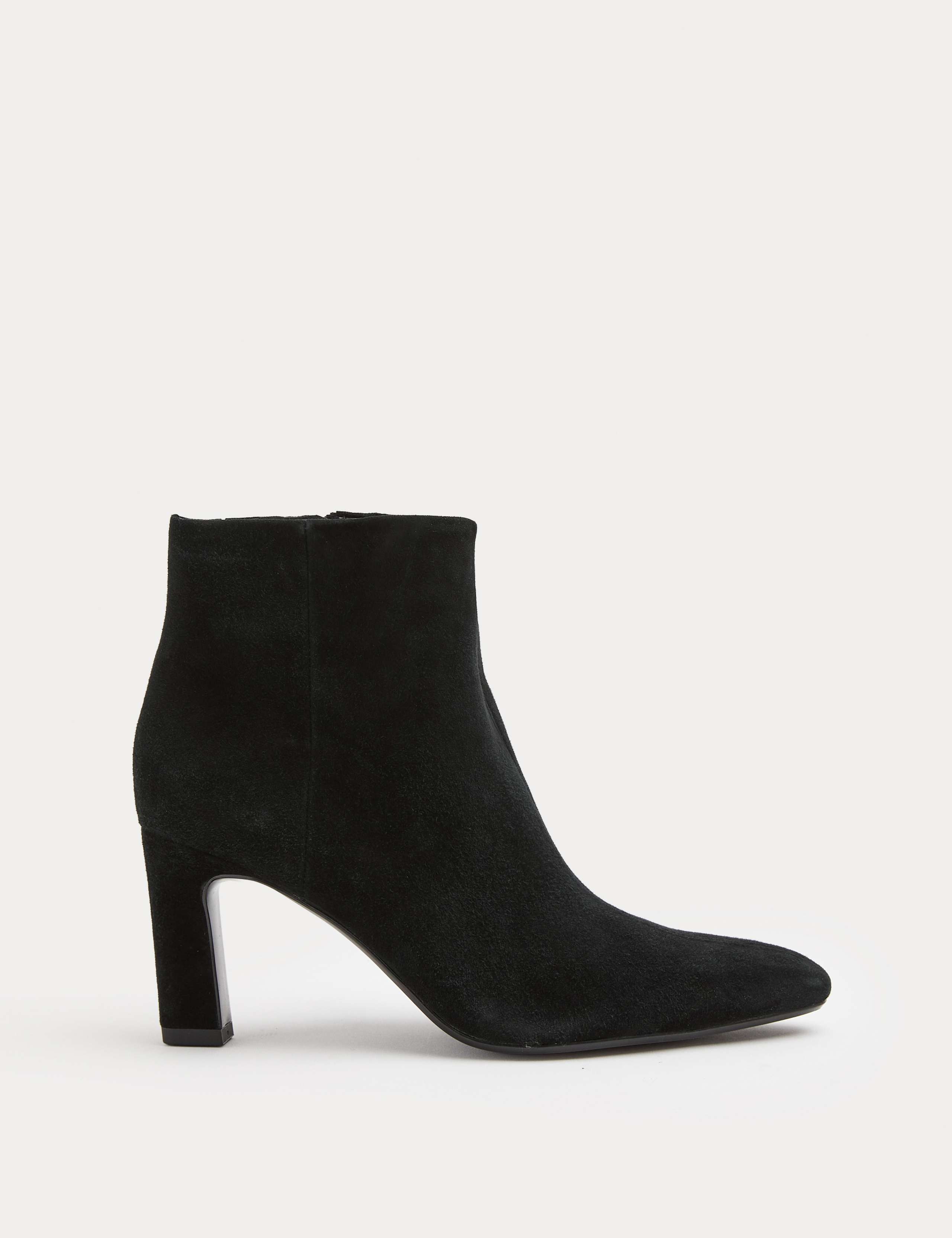 Suede Block Heel Pointed Ankle Boots