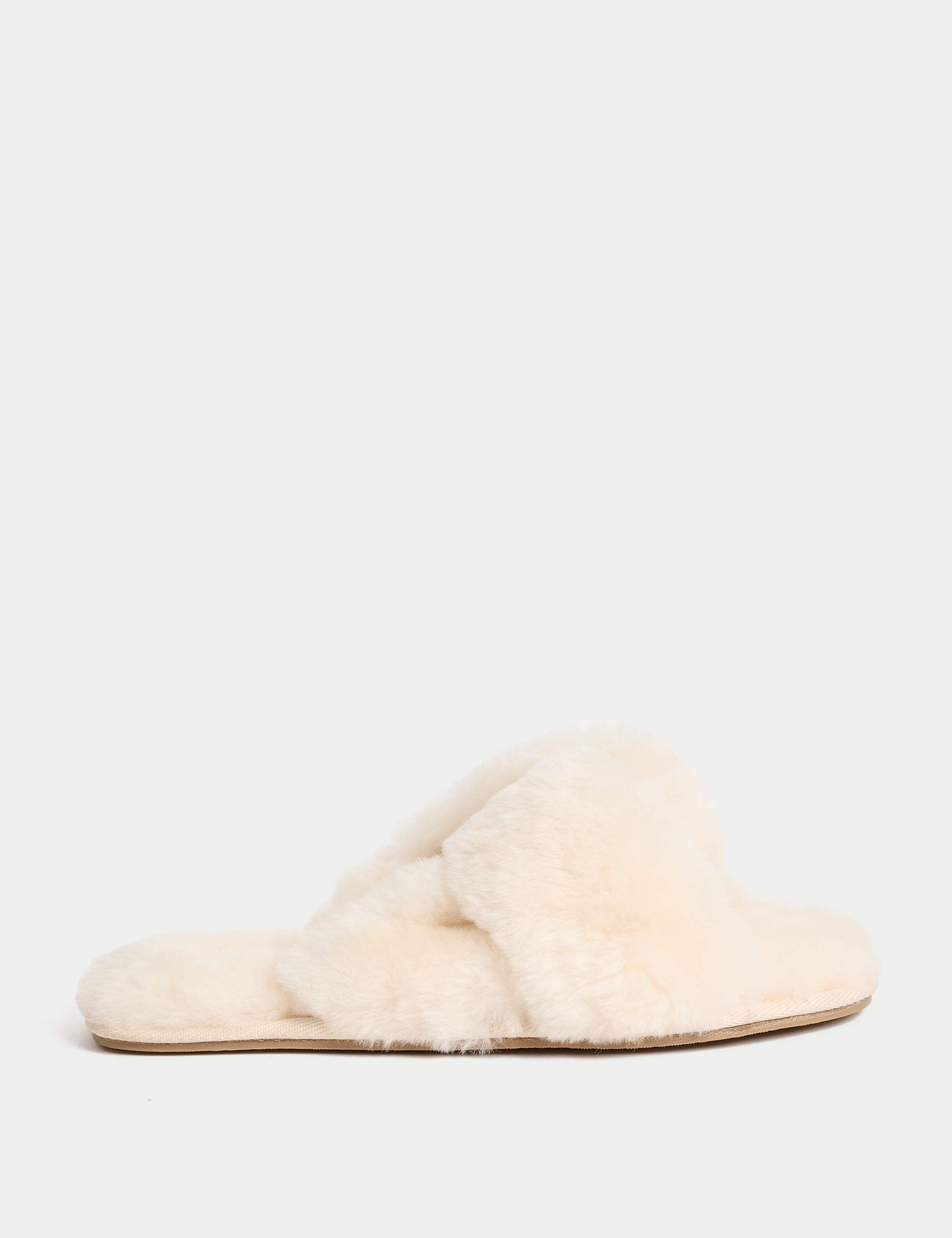 Shearling Knotted Open Toe Slider Slippers