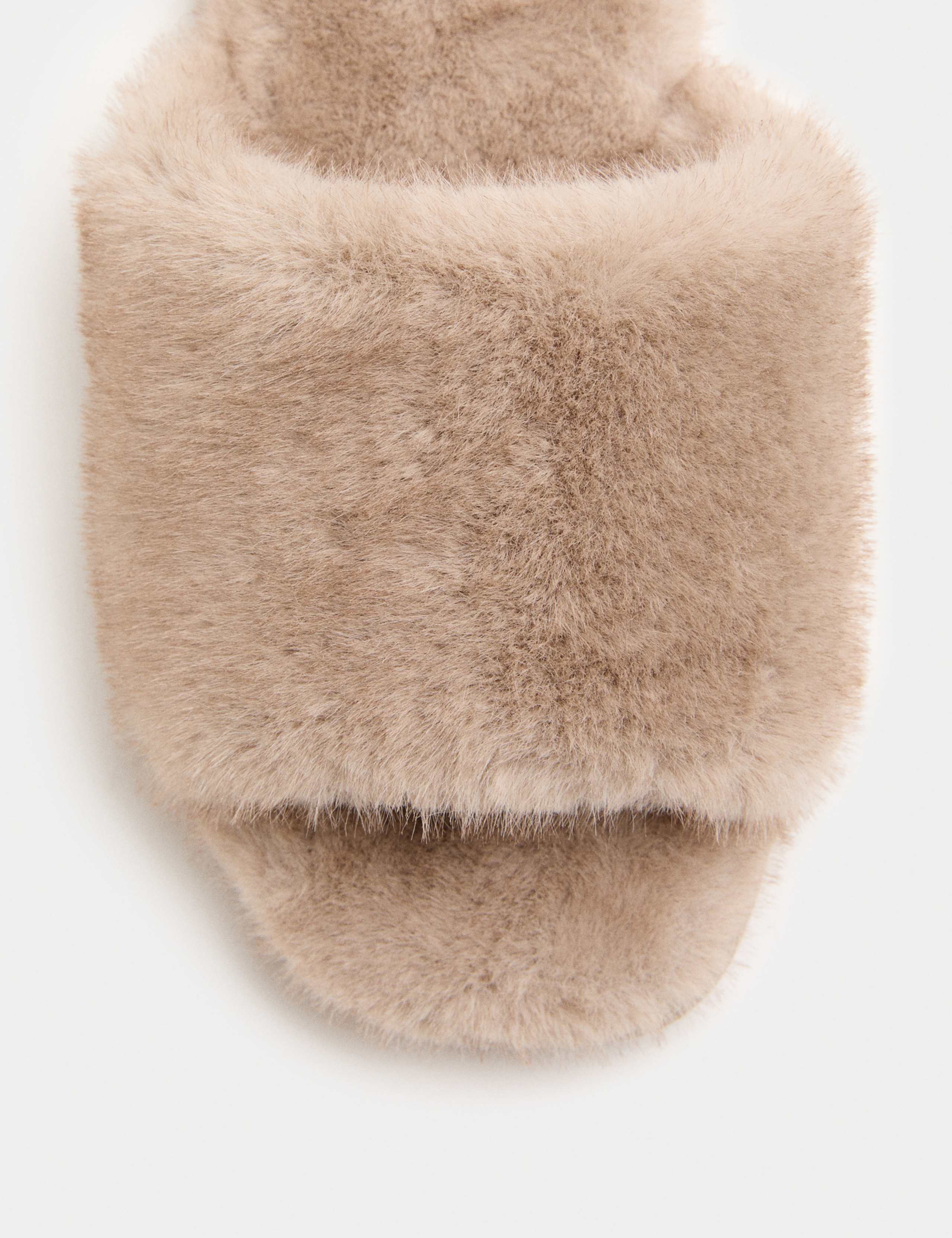 Faux Fur Open Toe Slider Slippers