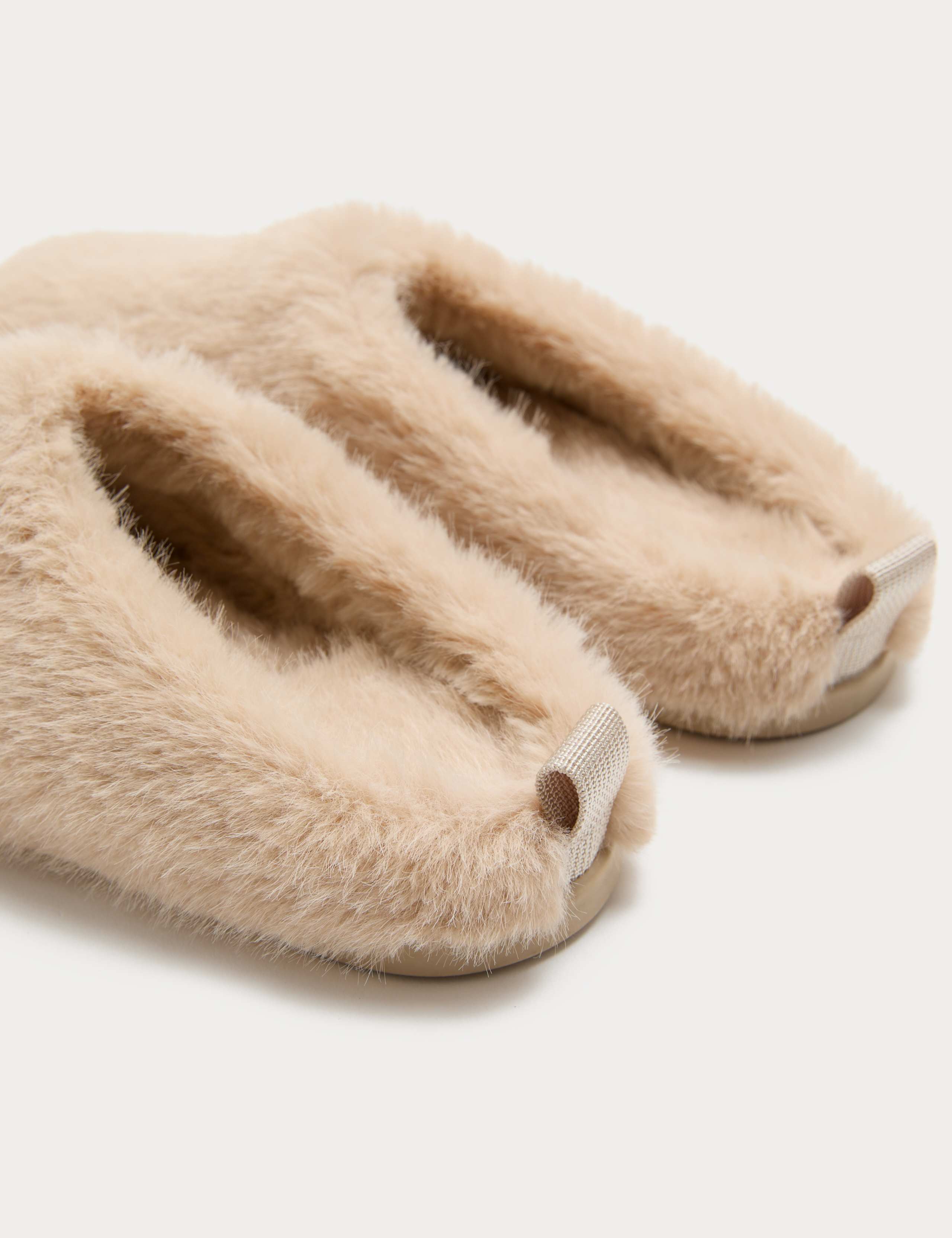 Faux Fur Back Tab Mule Slippers
