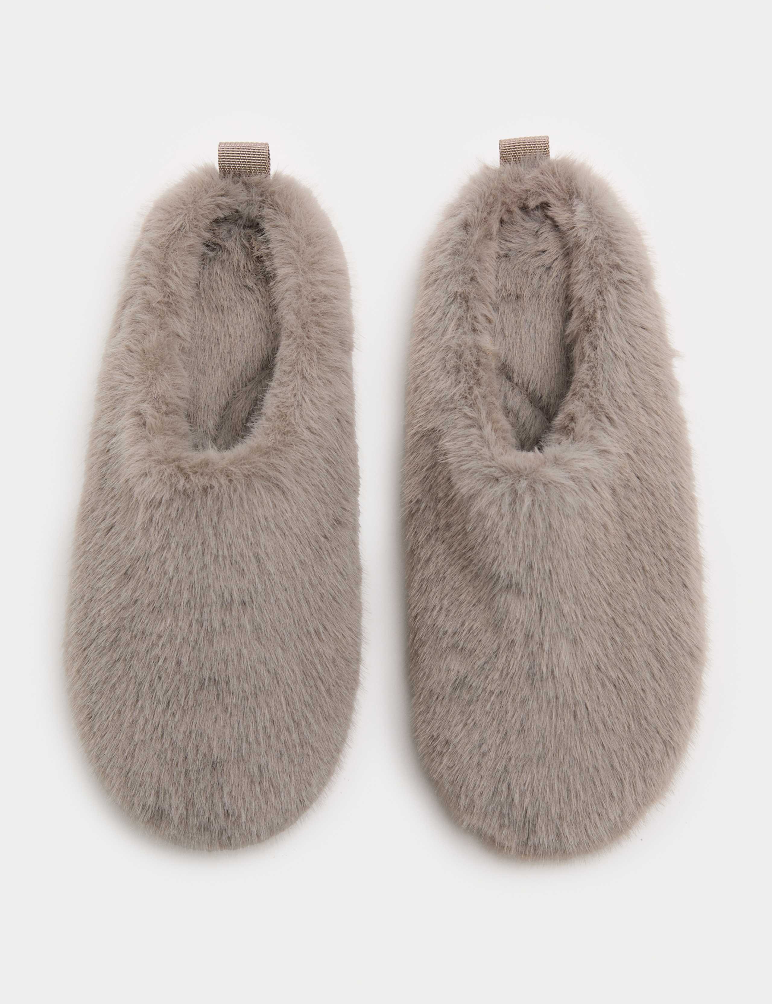 Faux Fur Back Tab Mule Slippers