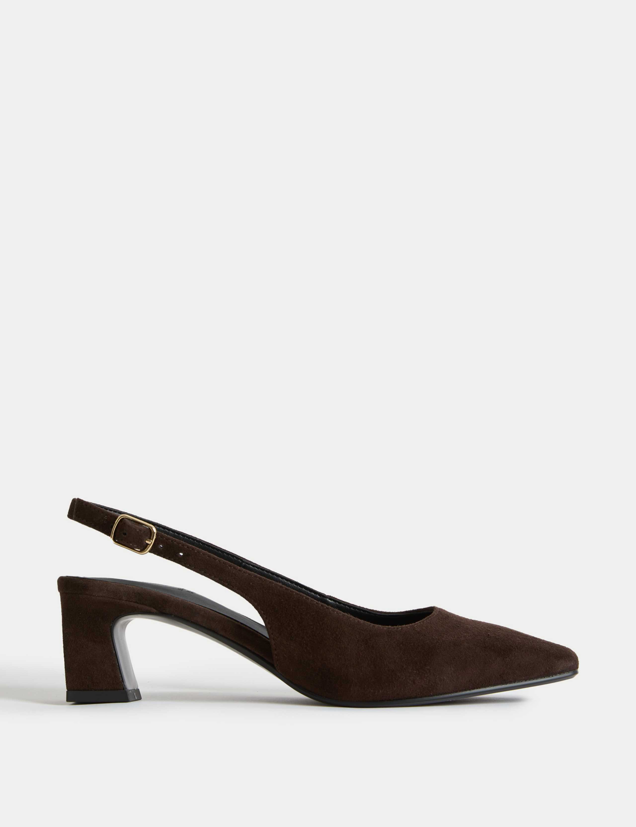 Wide Fit Suede Square Toe Slingback Shoes