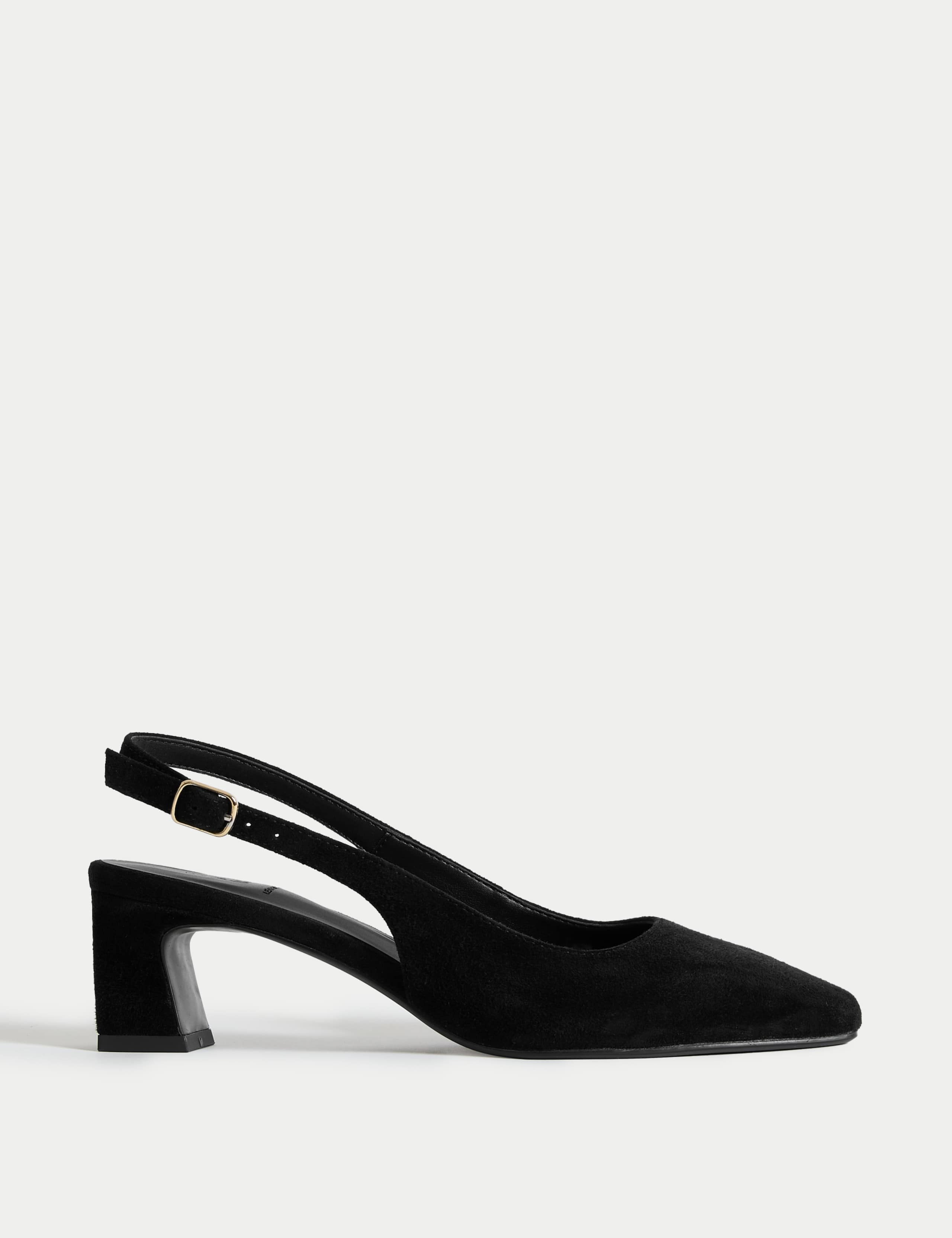 Wide Fit Suede Square Toe Slingback Shoes