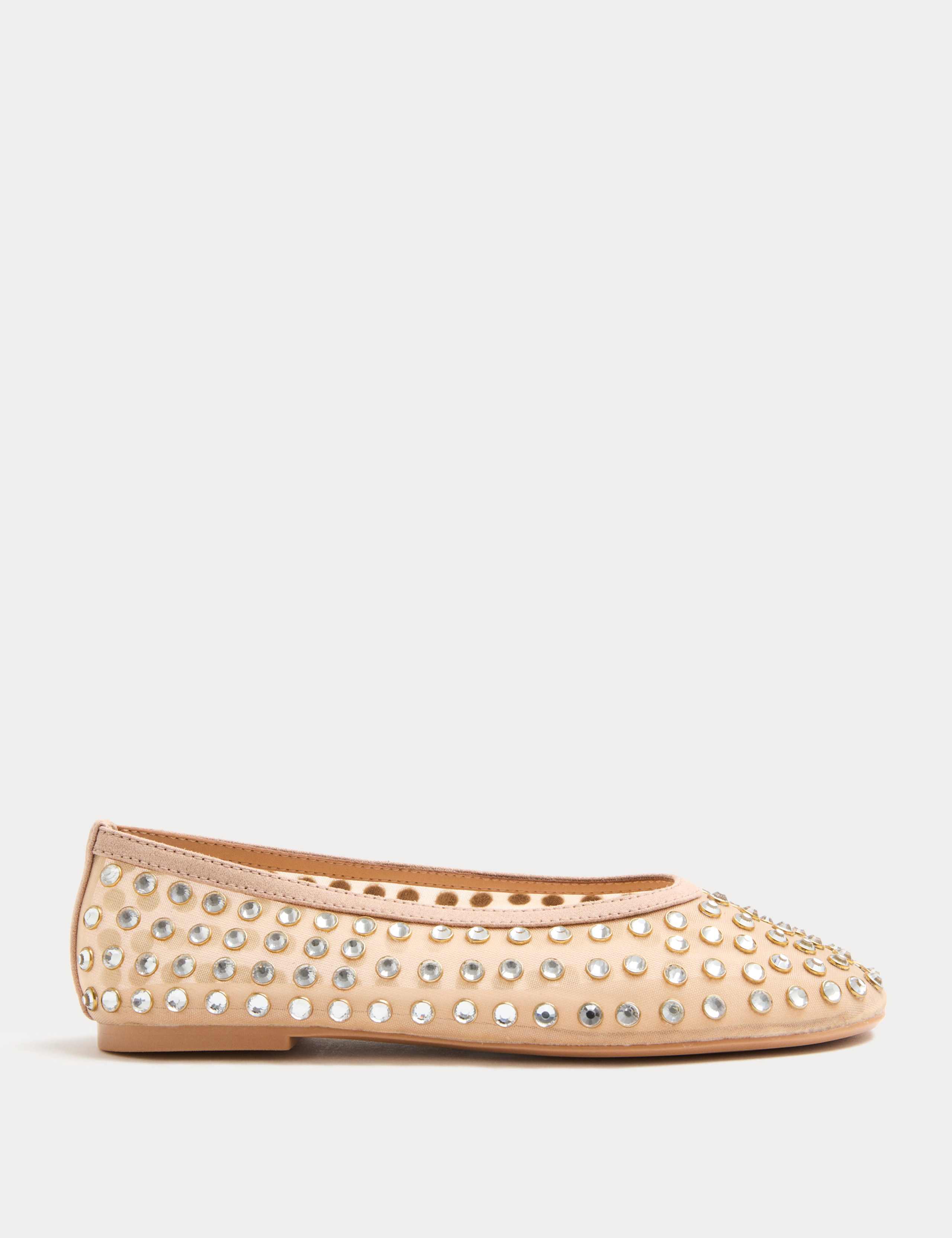 Gem Studded Flat Ballet Pumps