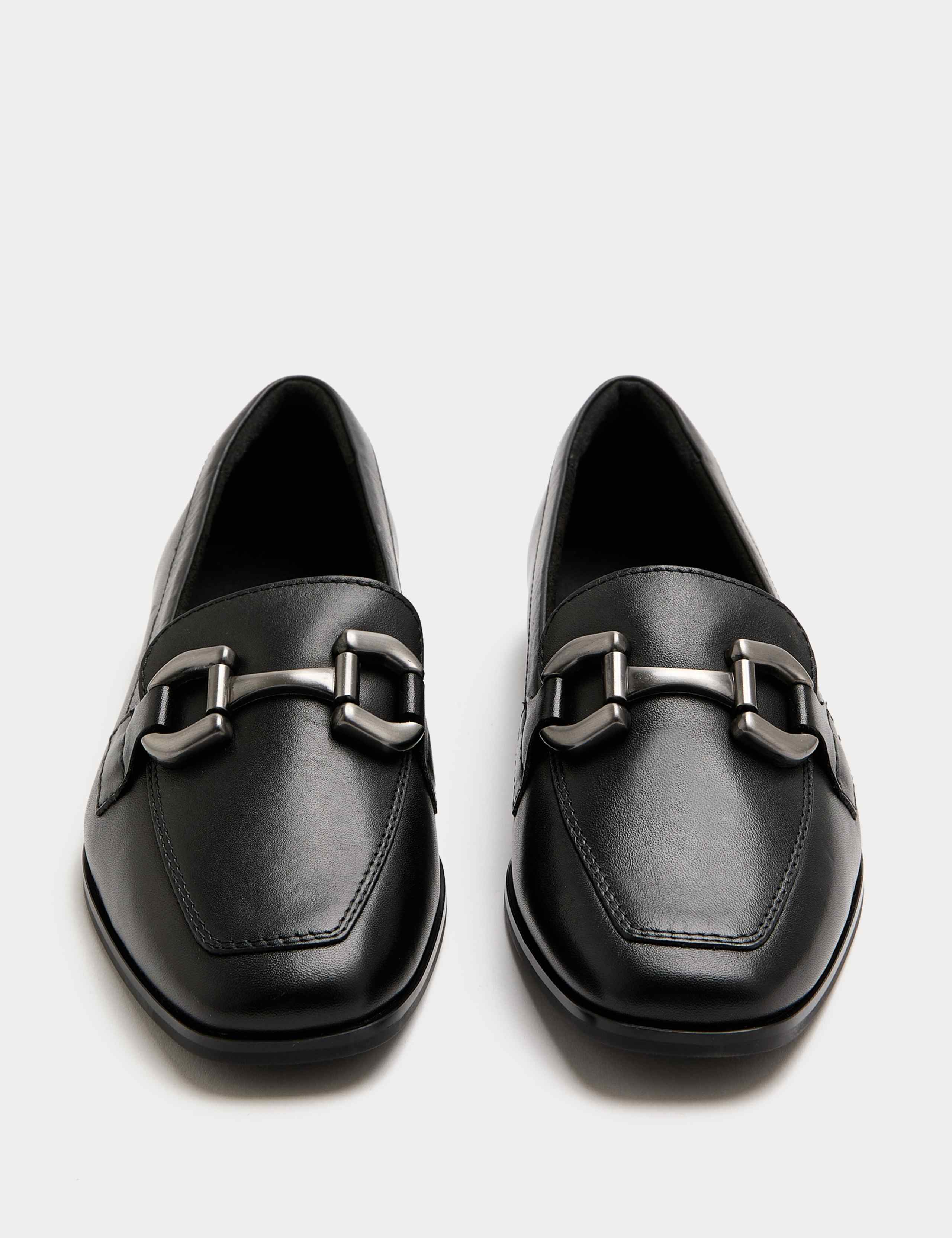 Leather Trim Flat Loafers