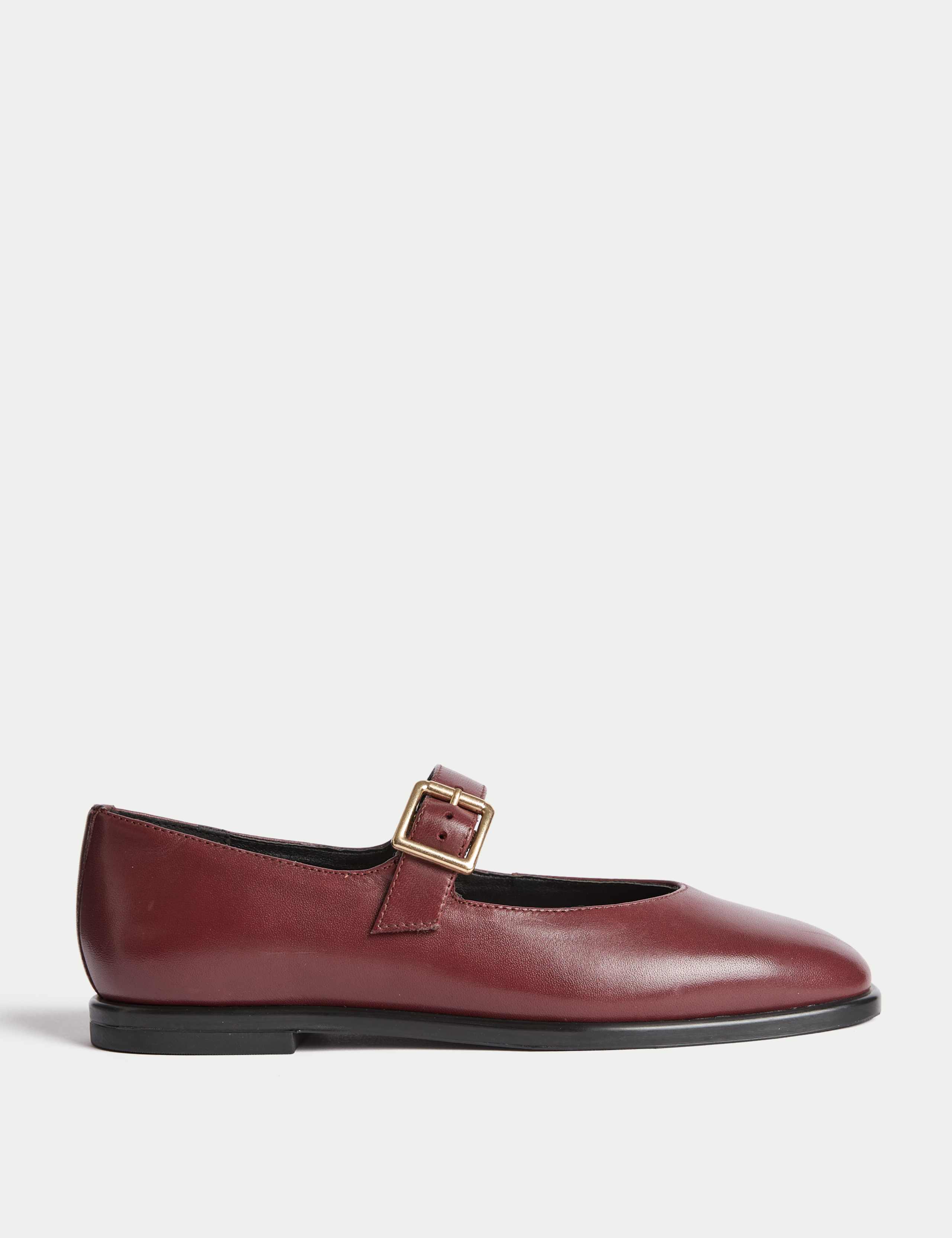 Leather Strappy Flat Pumps
