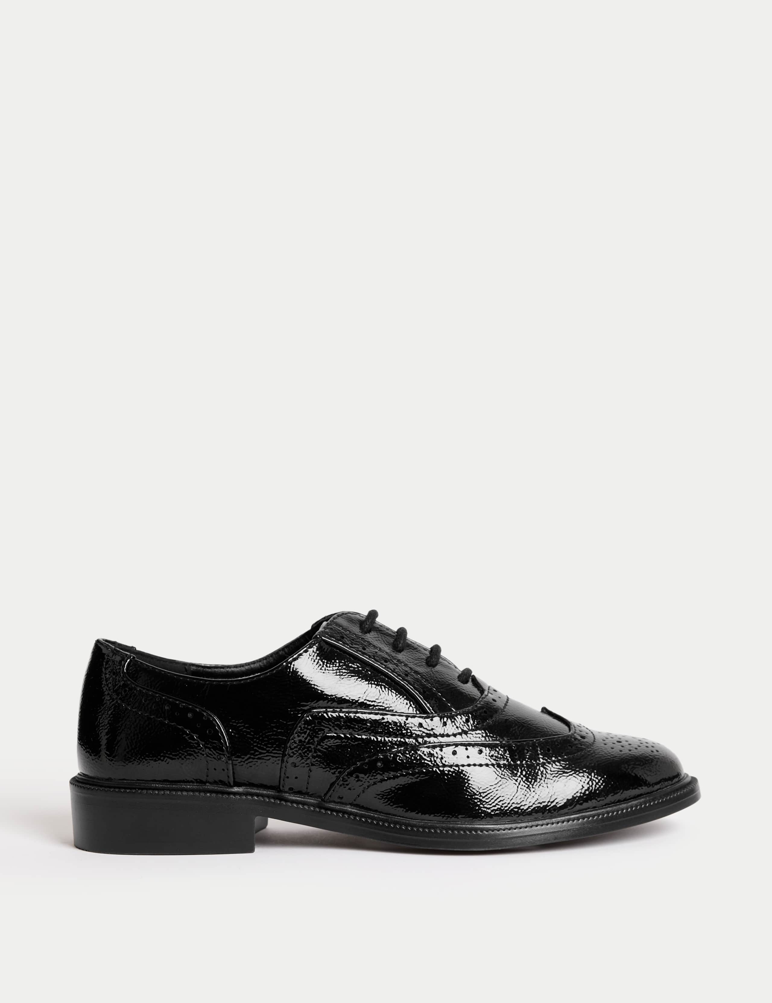 Leather Patent Flat Brogues