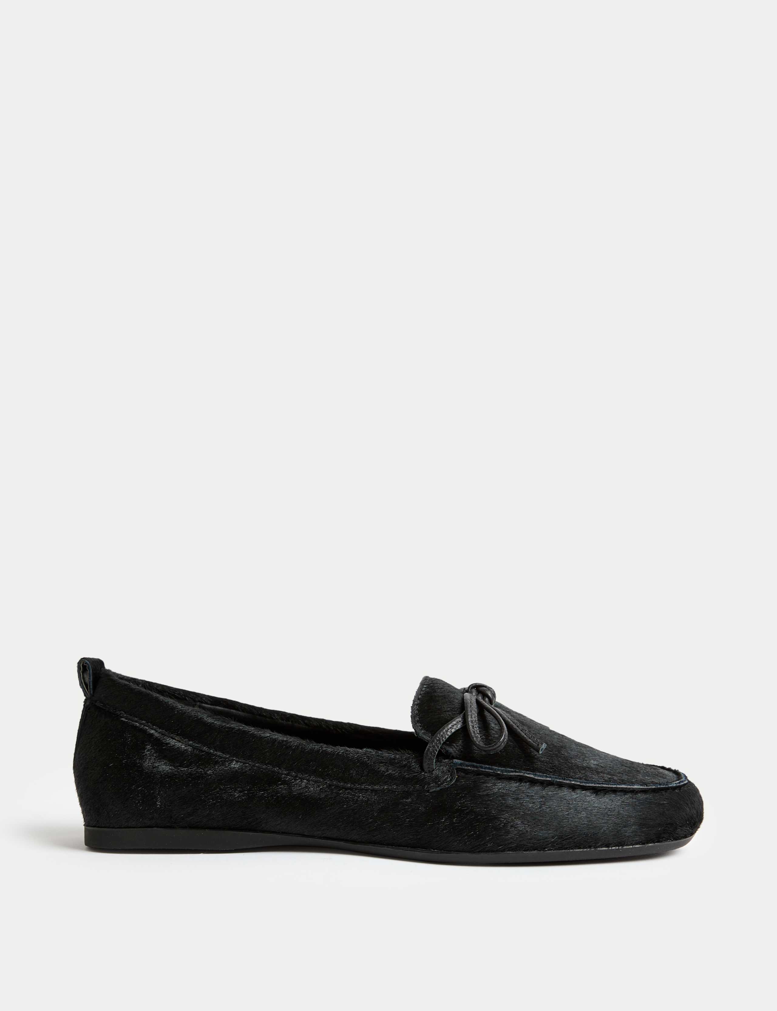 Leather Bow Flat Boat Shoes