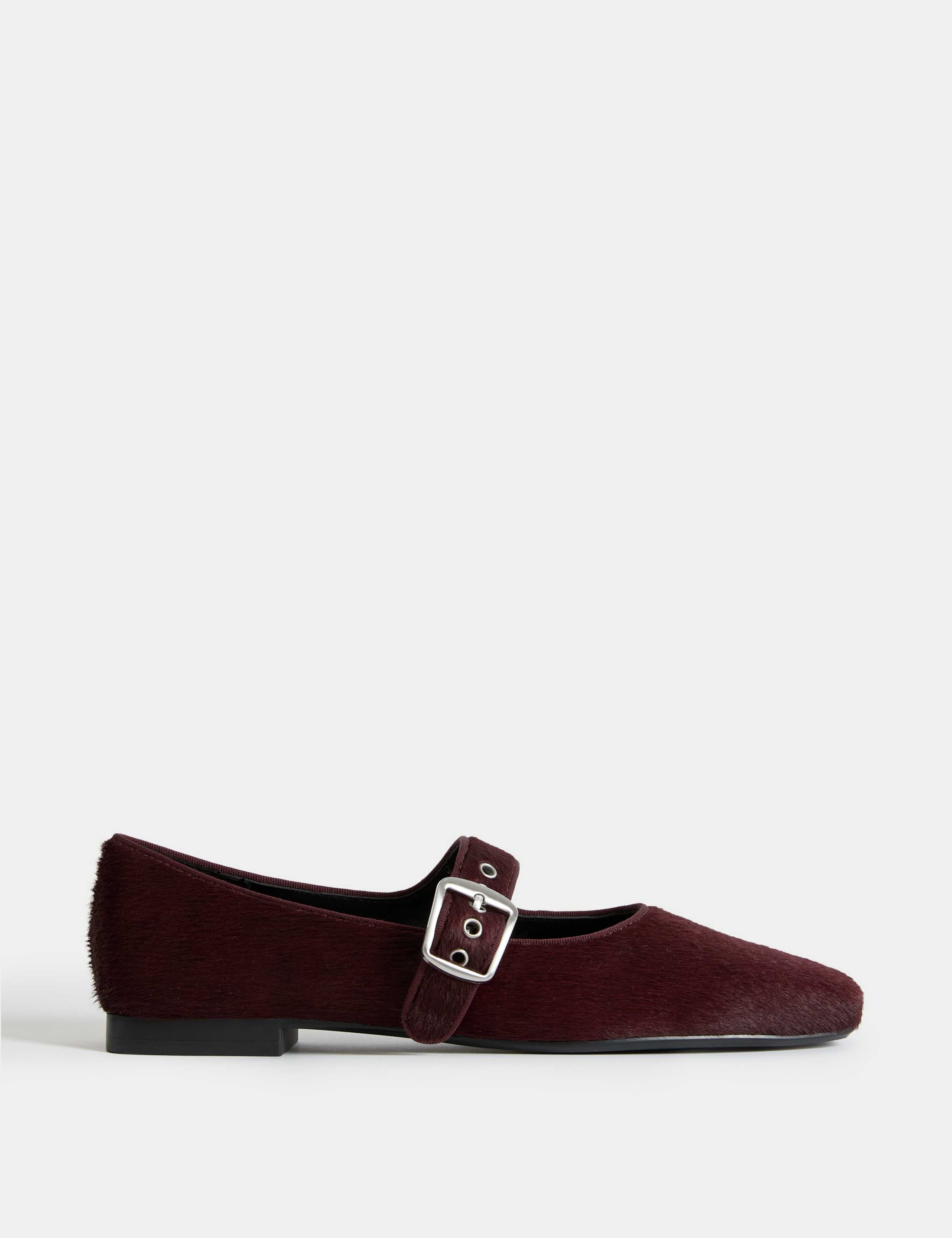 Leather Buckle Flat Ballet Pumps