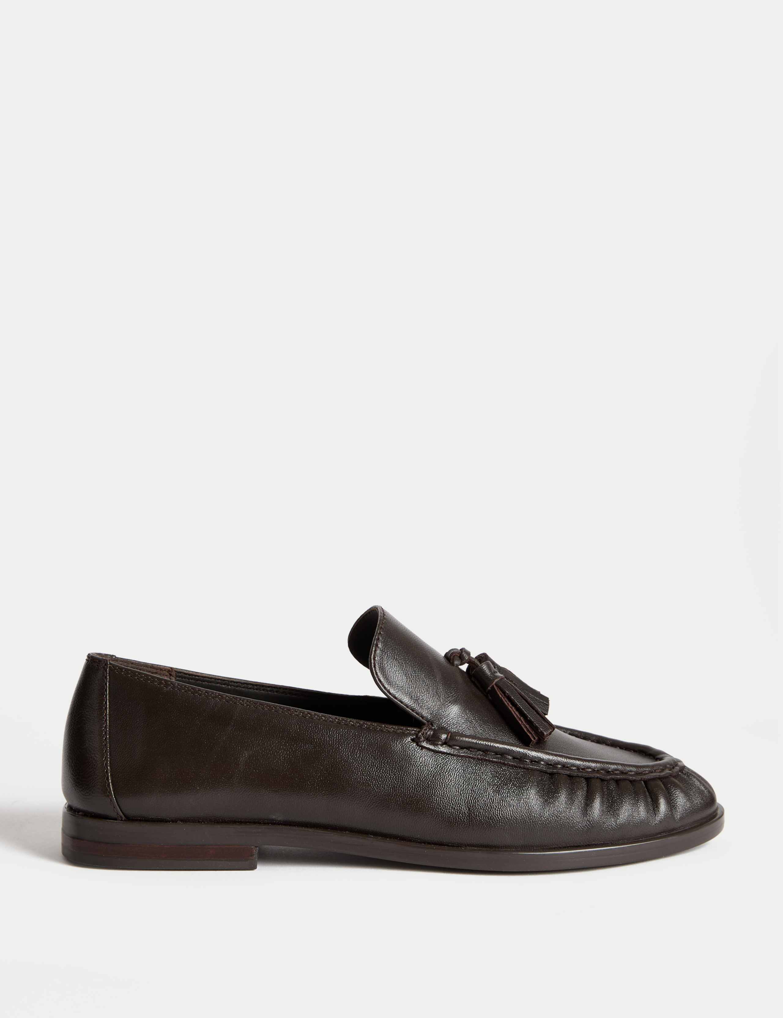 Leather Patent Tassel Flat Loafers