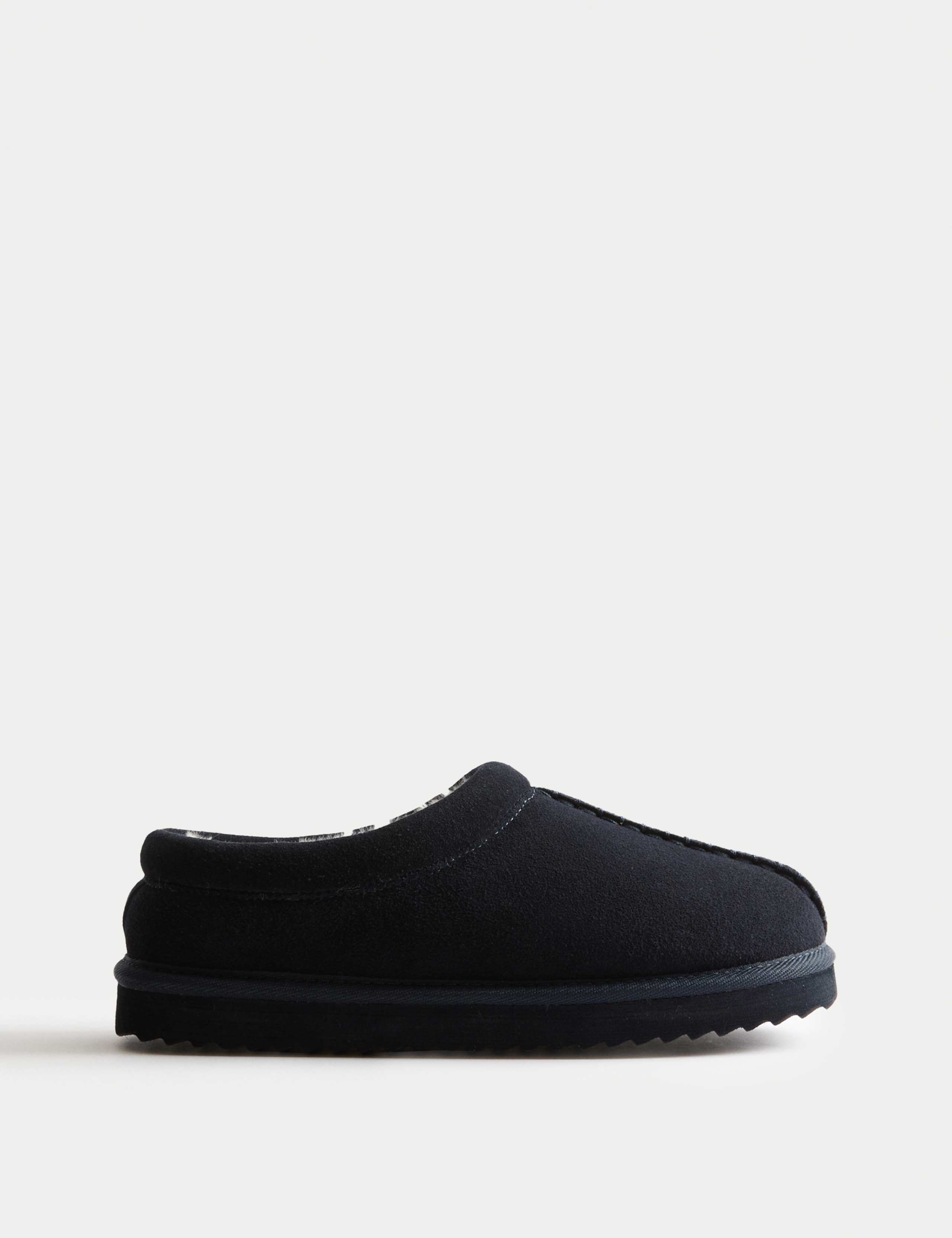 Suede Faux Fur Lined Mule Clog Slippers