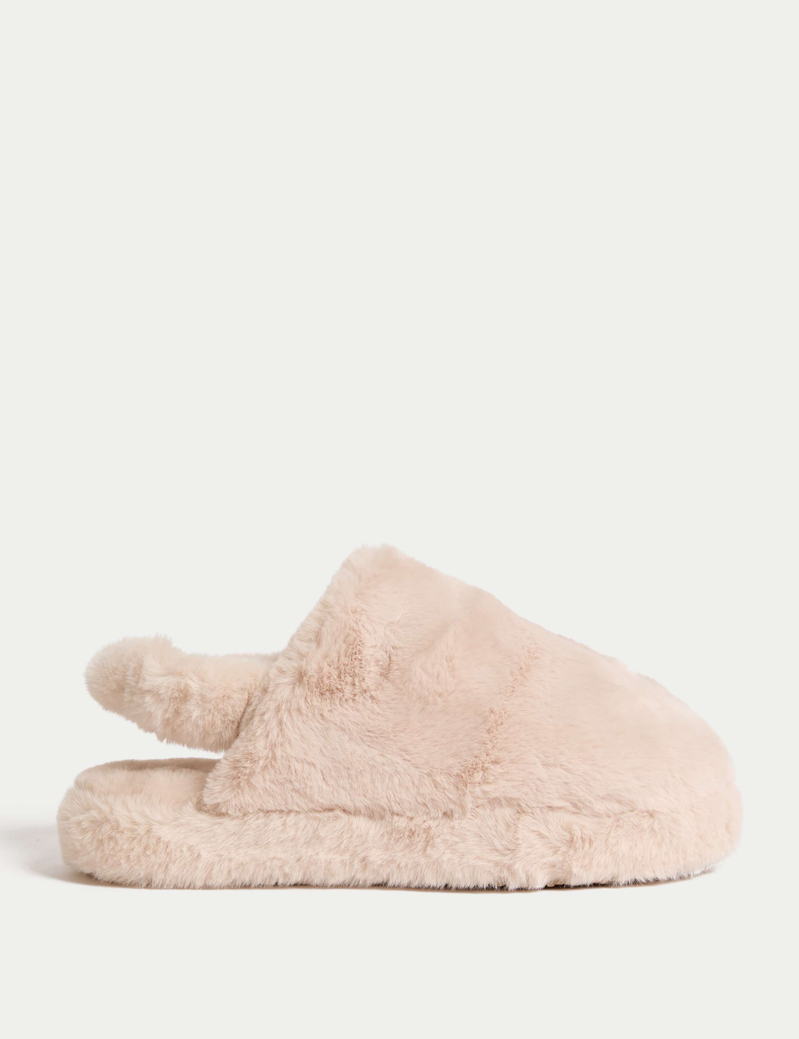 Faux Fur Slingback Slippers