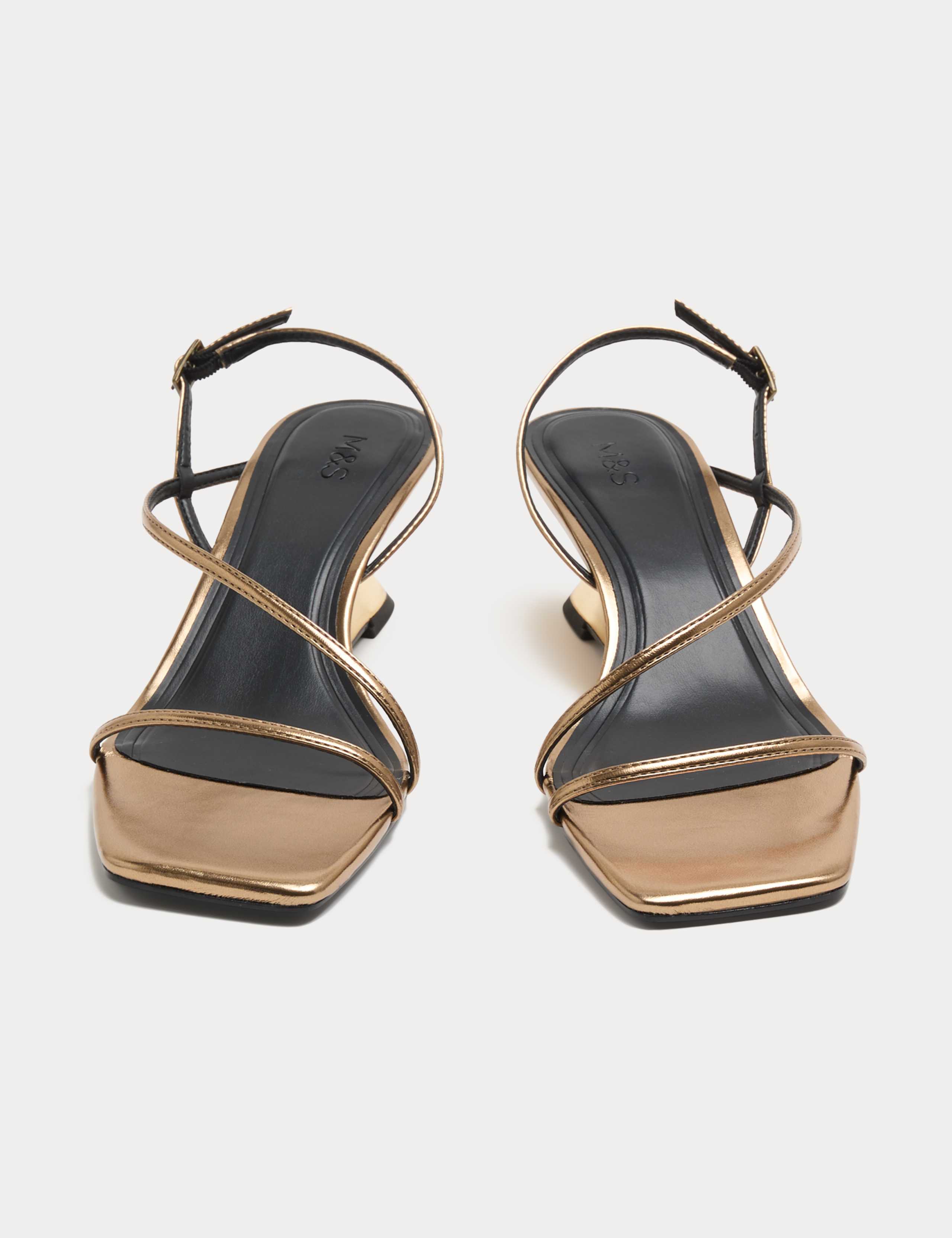 Mirrored Strappy Wedge Heeled Sandals